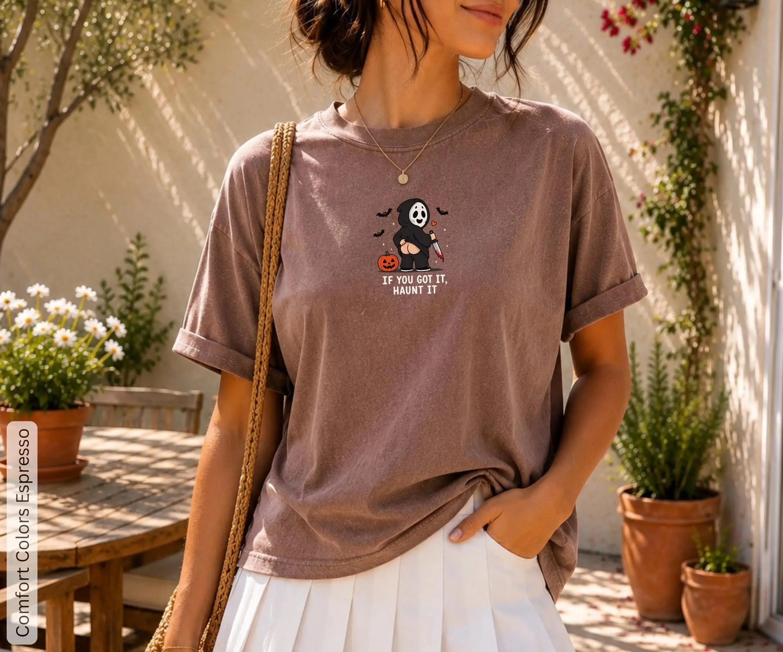 Funny Ghost Graphic T-Shirt for Women, Unisex 100% Cotton Short Sleeve Tee, Halloween Gay Pride Casual Top - photo 5