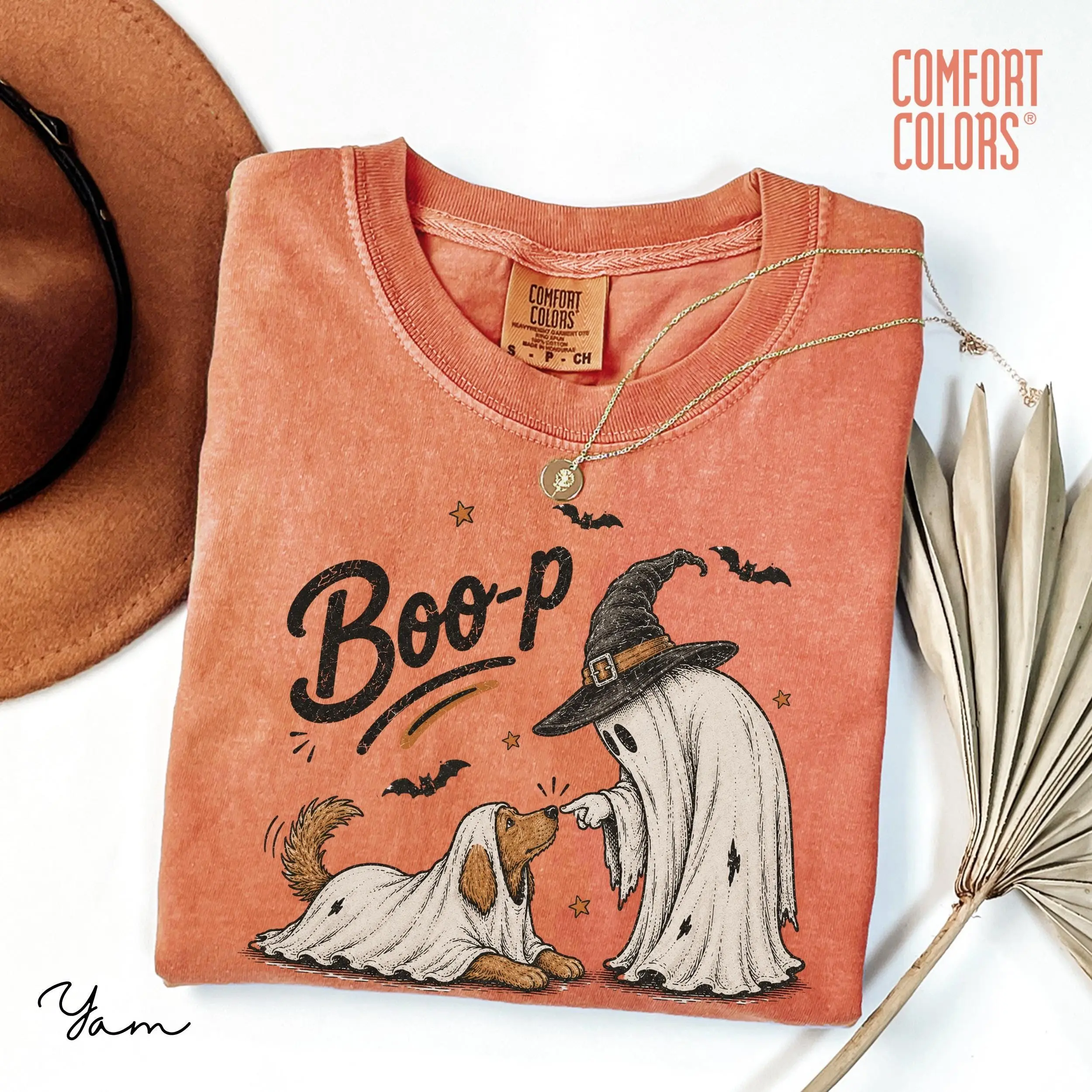 Funny Halloween Dog Mom Shirt, Boo-p Ghost Dog Comfort Colors T-Shirt