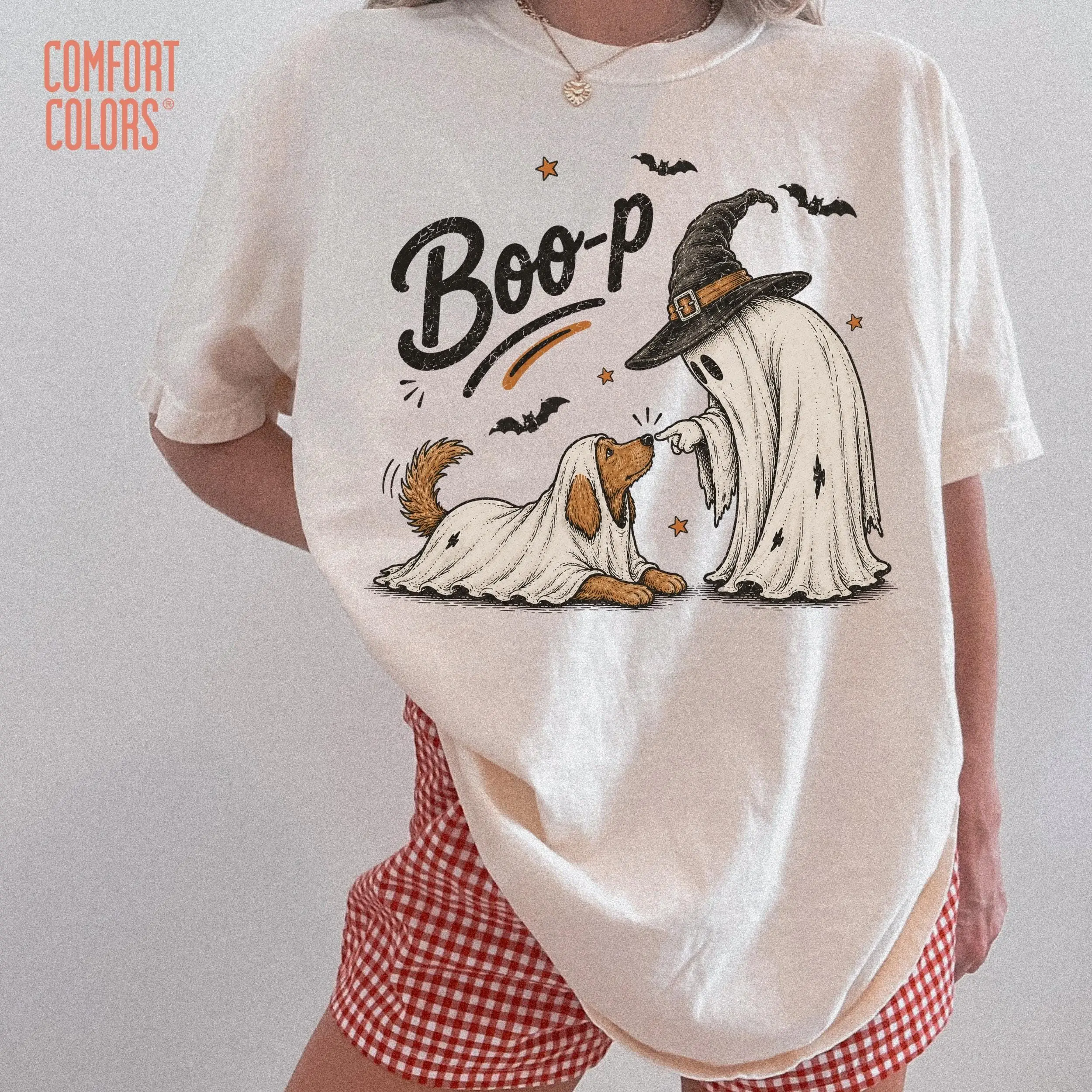 Funny Halloween Dog Mom Shirt, Boo-p Ghost Dog Comfort Colors T-Shirt - photo 3