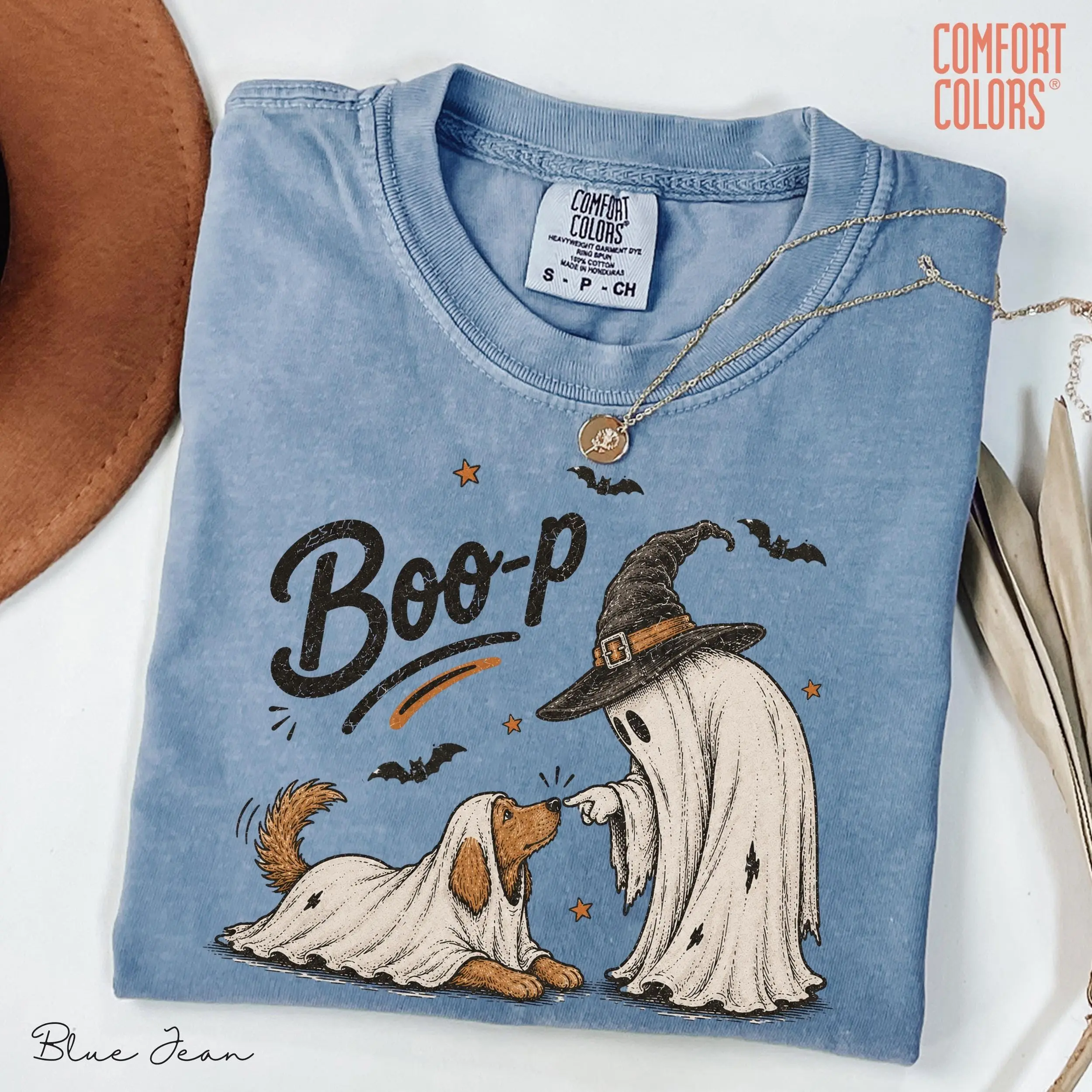 Funny Halloween Dog Mom Shirt, Boo-p Ghost Dog Comfort Colors T-Shirt - photo 4
