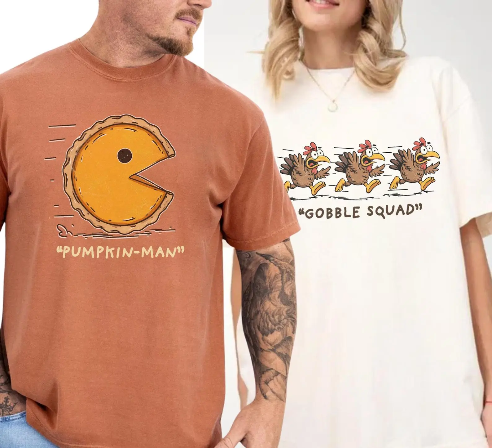 Comfort Colors Funny Matching Thanksgiving Dinner Shirt, Pumpkin Pie Chasing Couples Fall Group Tee Gift - photo 3