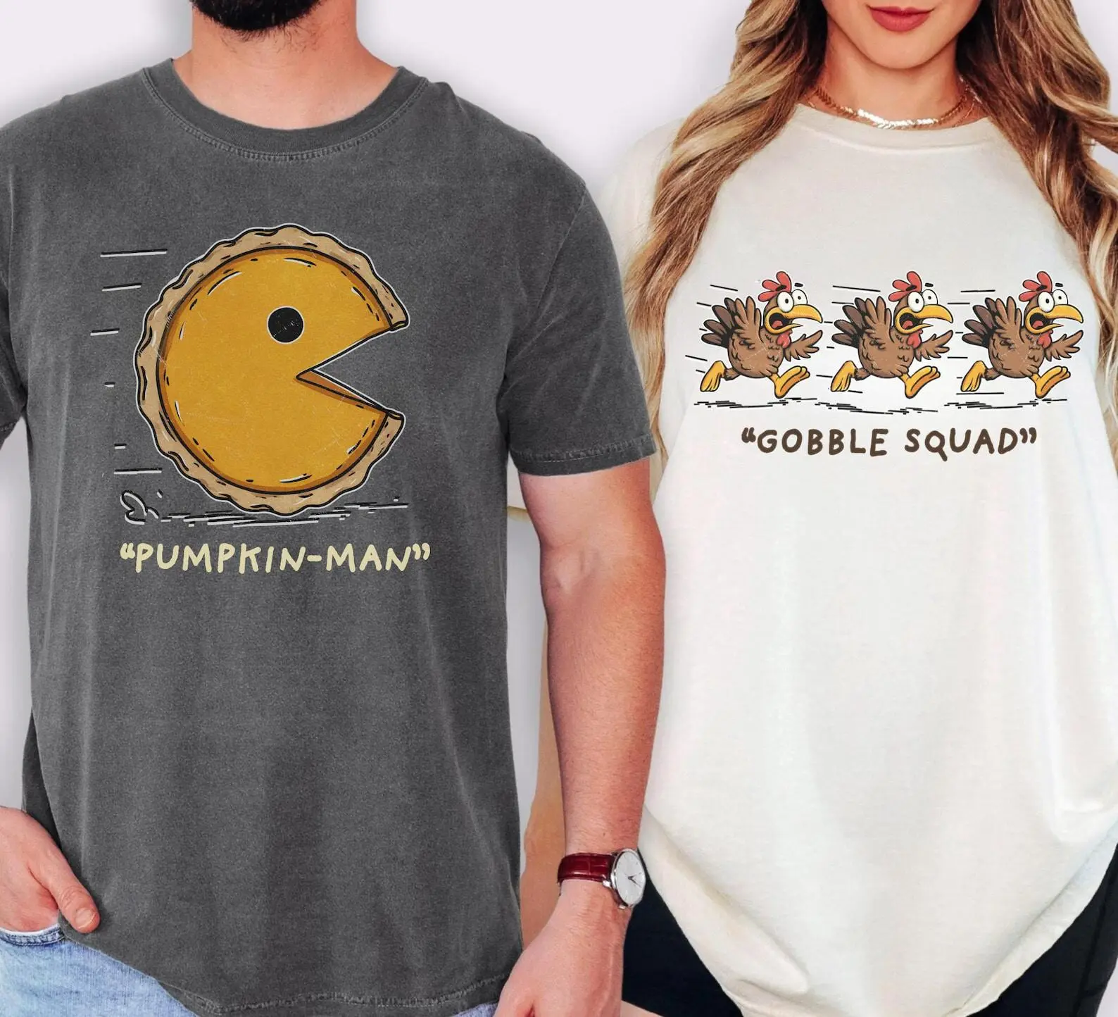 Comfort Colors Funny Matching Thanksgiving Dinner Shirt, Pumpkin Pie Chasing Couples Fall Group Tee Gift - photo 4