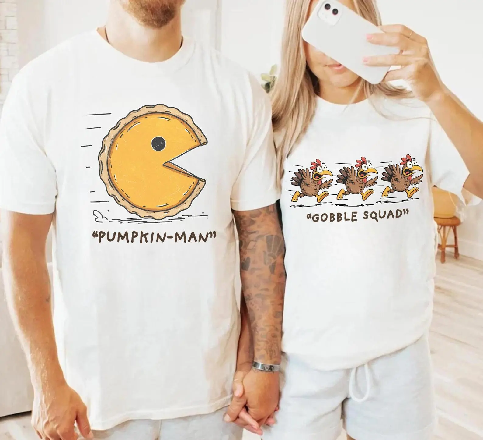 Comfort Colors Funny Matching Thanksgiving Dinner Shirt, Pumpkin Pie Chasing Couples Fall Group Tee Gift - photo 5