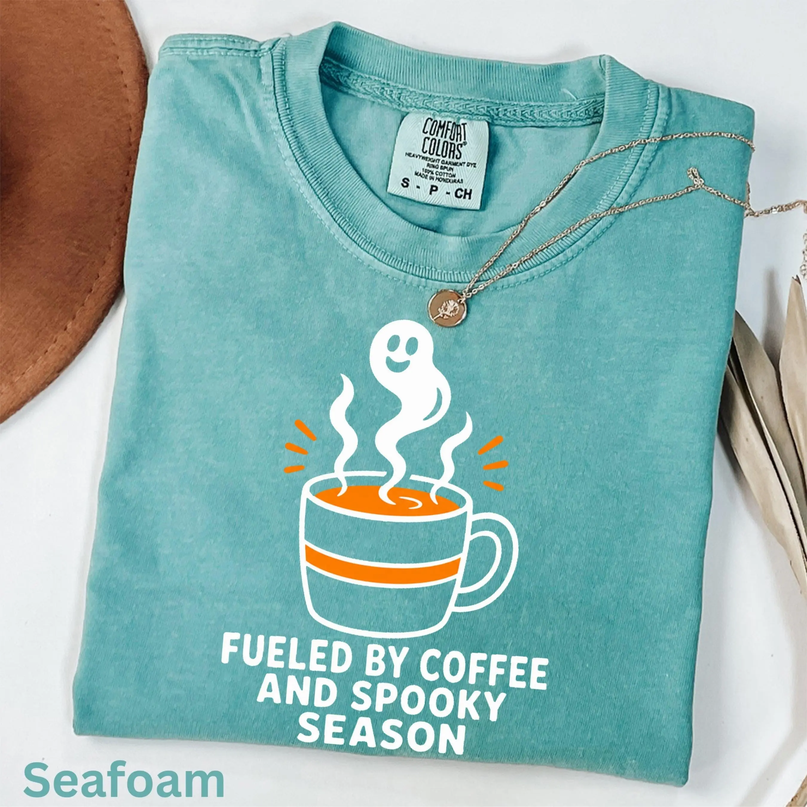 Comfort Colors Funny Mom Coffee Halloween Shirt, Tired Spooky Season Fall Gift Tee for Her - photo 3