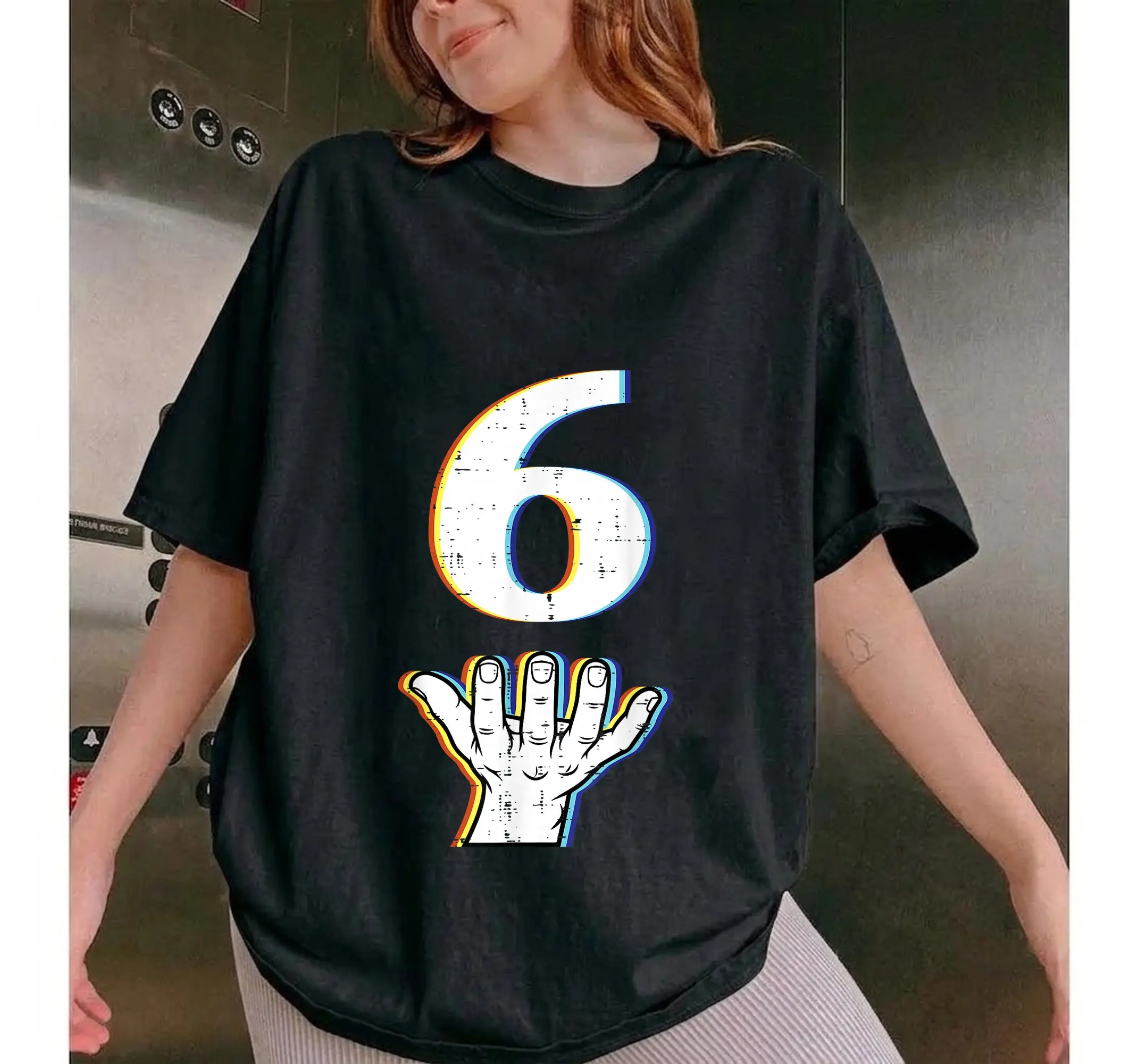Funny Number 6 Meme Shirt, Matching Couple 67 Group Halloween Costume Family Tee