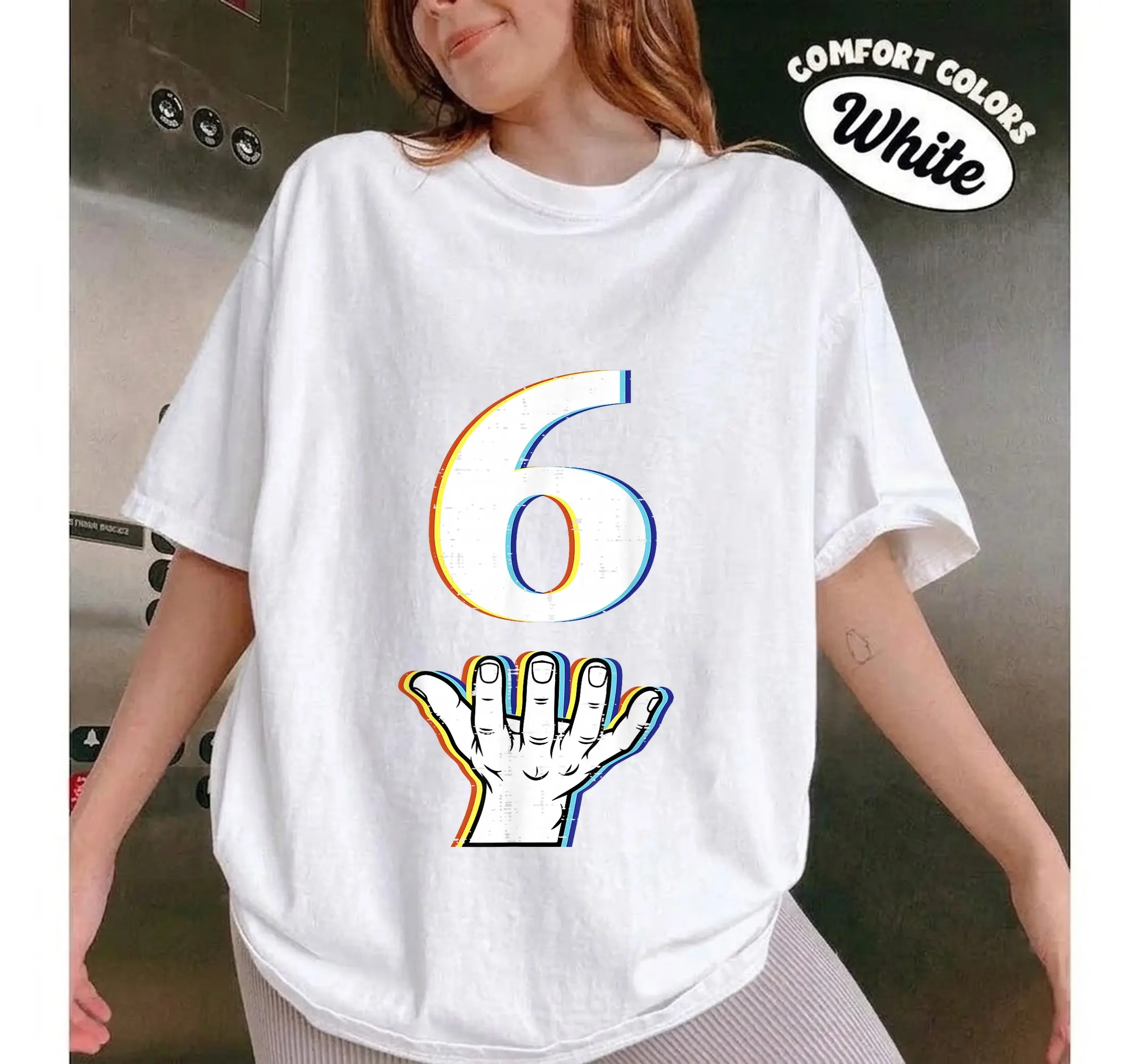 Funny Number 6 Meme Shirt, Matching Couple 67 Group Halloween Costume Family Tee - photo 2