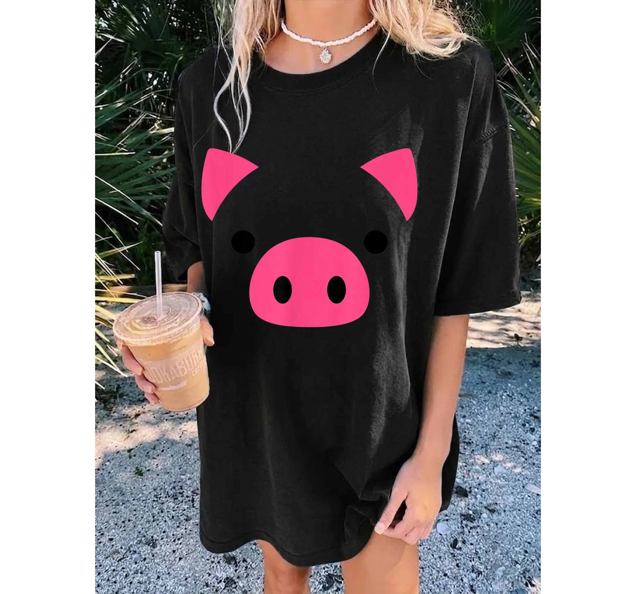 Funny Pig Face Graphic Tee, Easy Halloween Costume Chinese Zodiac Animal Shirt - photo 2