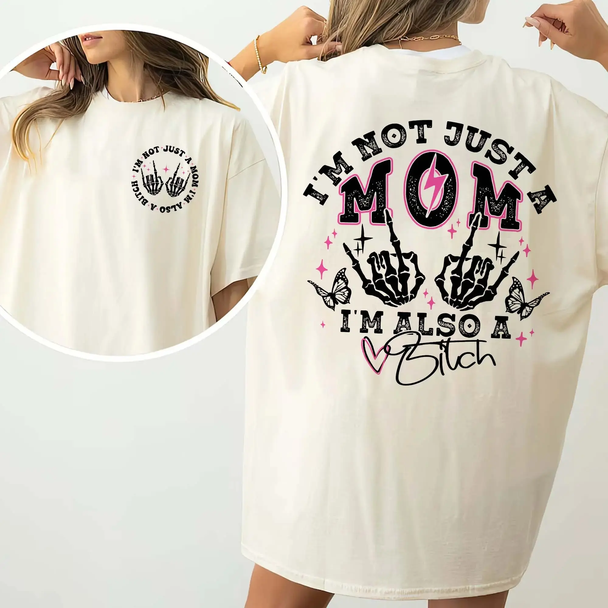 Funny Overstimulated Moms Club Shirt, Skeleton Mama Graphic Tee, Mother's Day Gift for Mom - photo 2