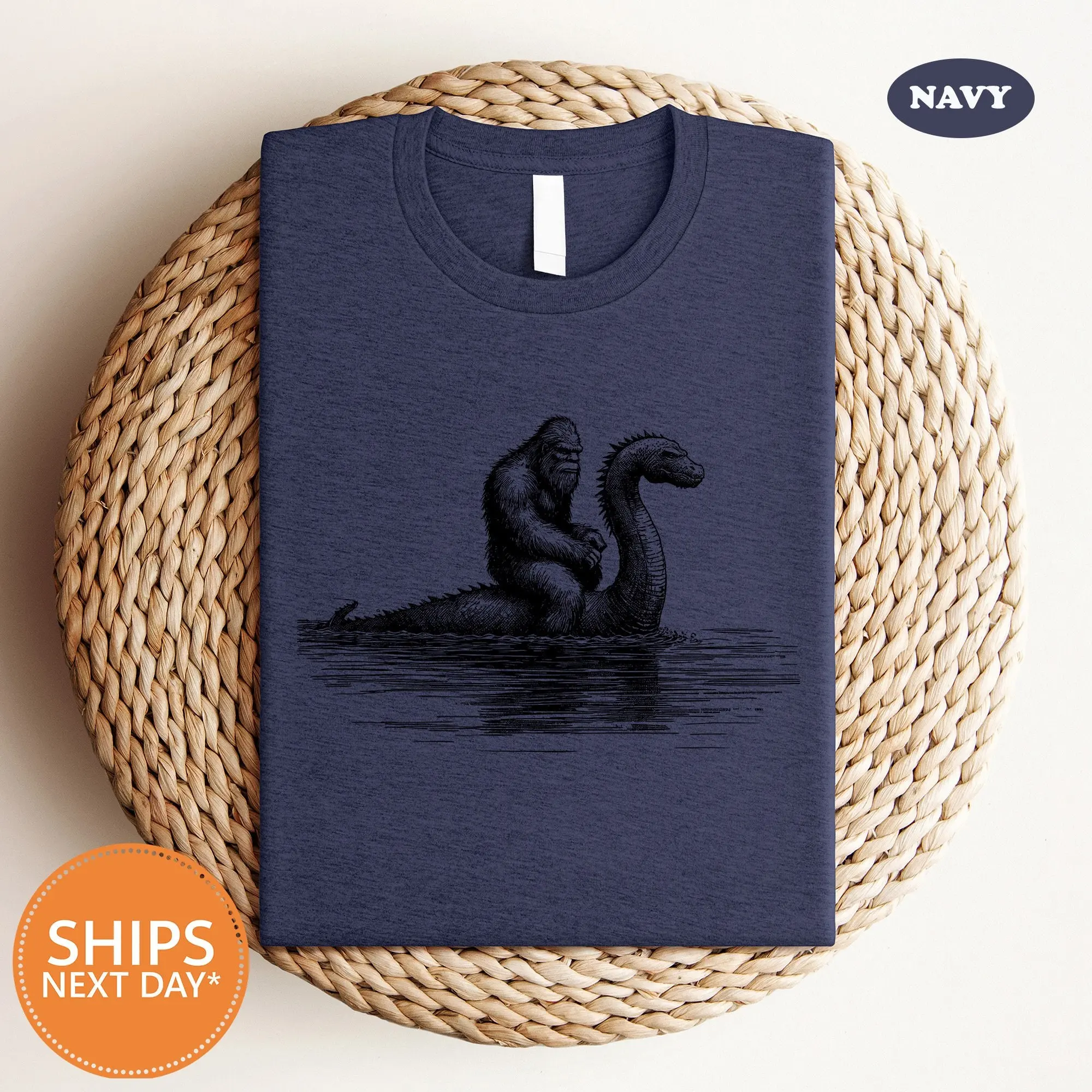 Comfort Colors Funny Bigfoot Shirt, Vintage Loch Ness Monster Hilarious Sasquatch Graphic Tee - photo 2