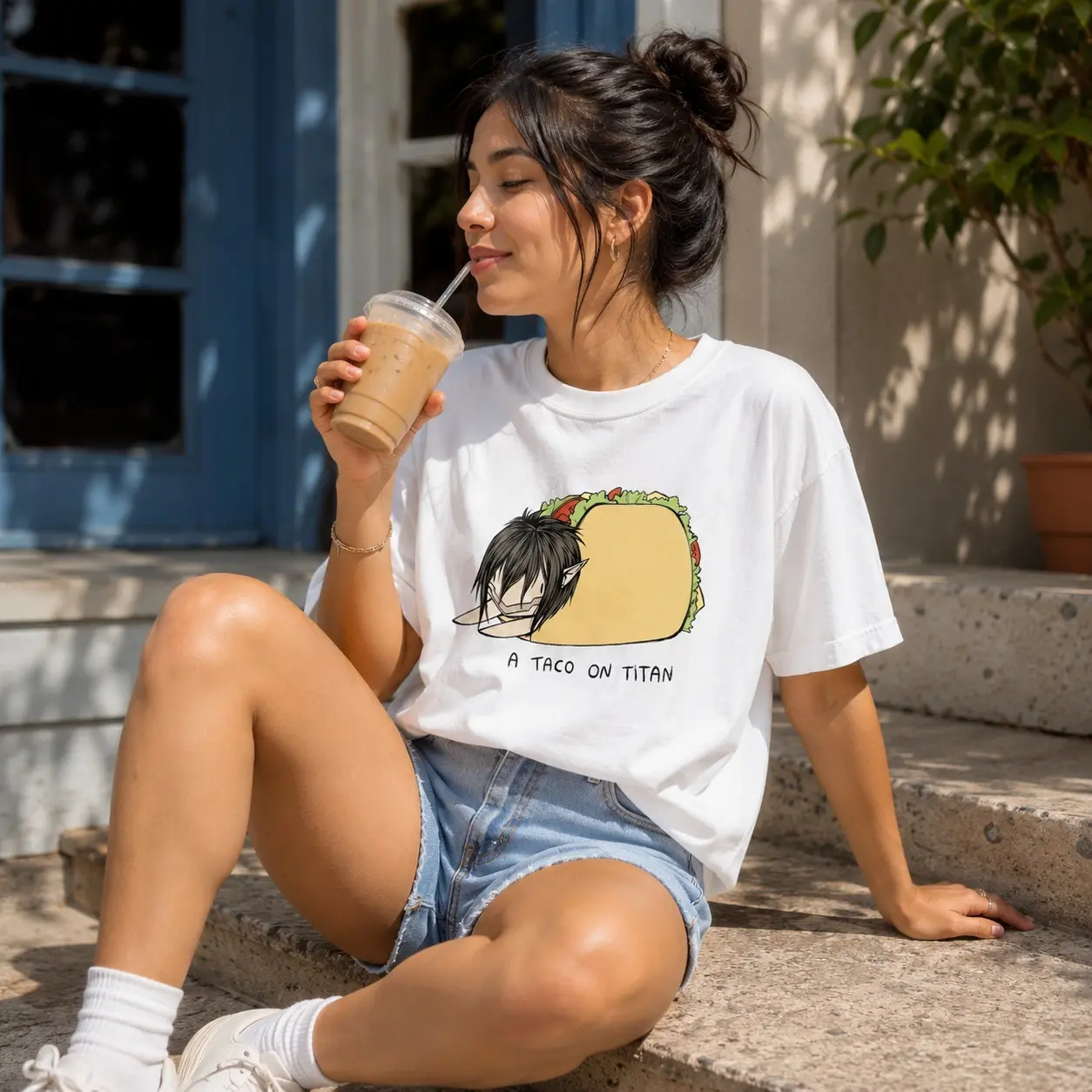 Comfort Colors Funny Taco Graphic Tee, Cute Spooky Foodie Cartoon Lover Gift White T-Shirt - photo 3