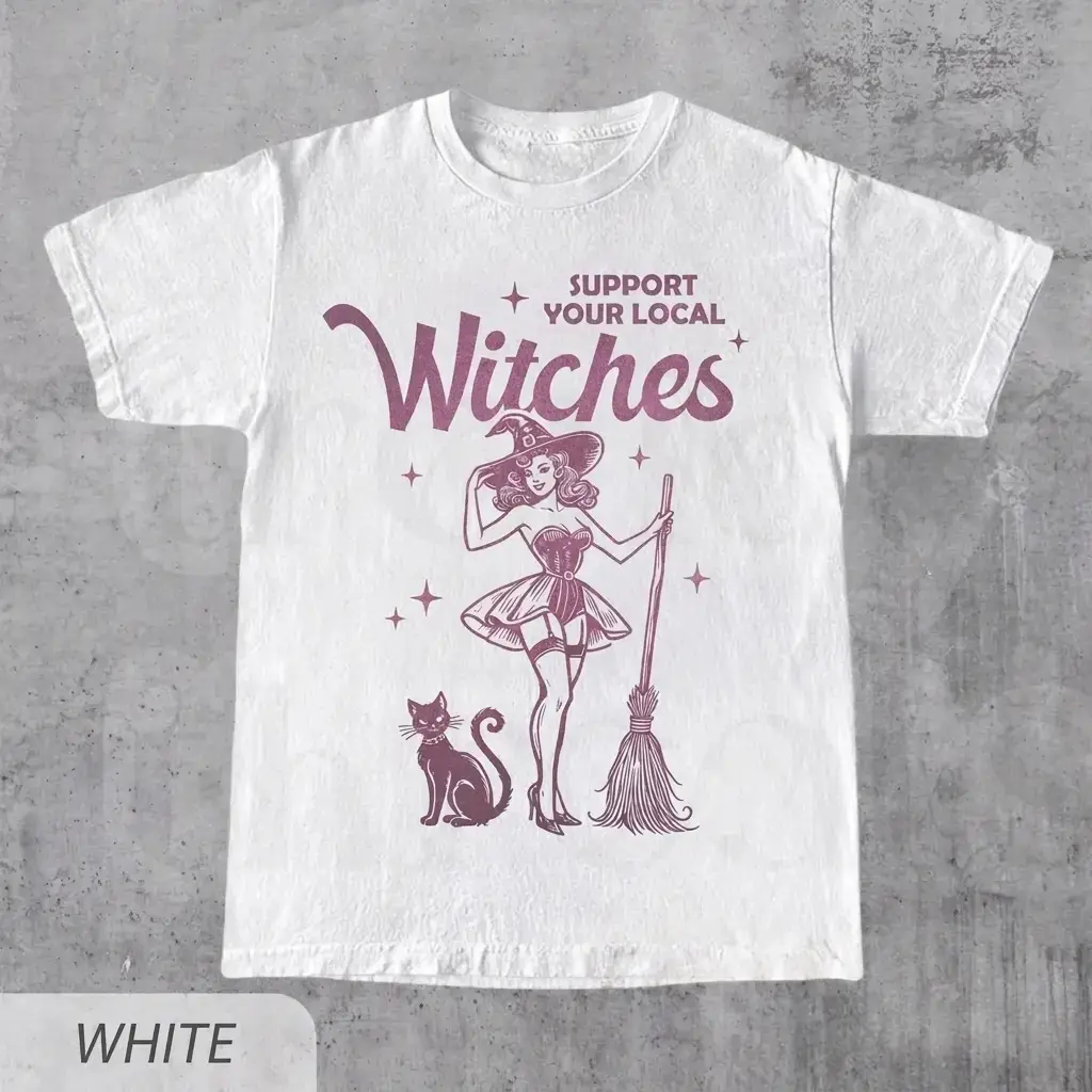 Support Your Local Witches Shirt, Funny Witchy Halloween Party Cute Fall Graphic Tee Gift for Her - photo 3