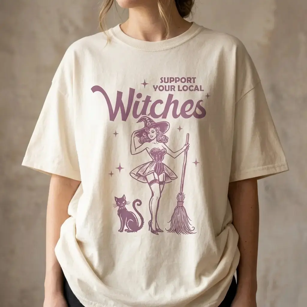 Support Your Local Witches Shirt, Funny Witchy Halloween Party Cute Fall Graphic Tee Gift for Her - photo 5