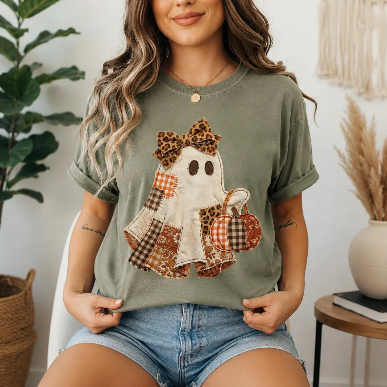 Comfort Colors Ghiddy Ghost Halloween T-Shirt, Unisex Short Sleeve Softstyle Graphic Tee - photo 3