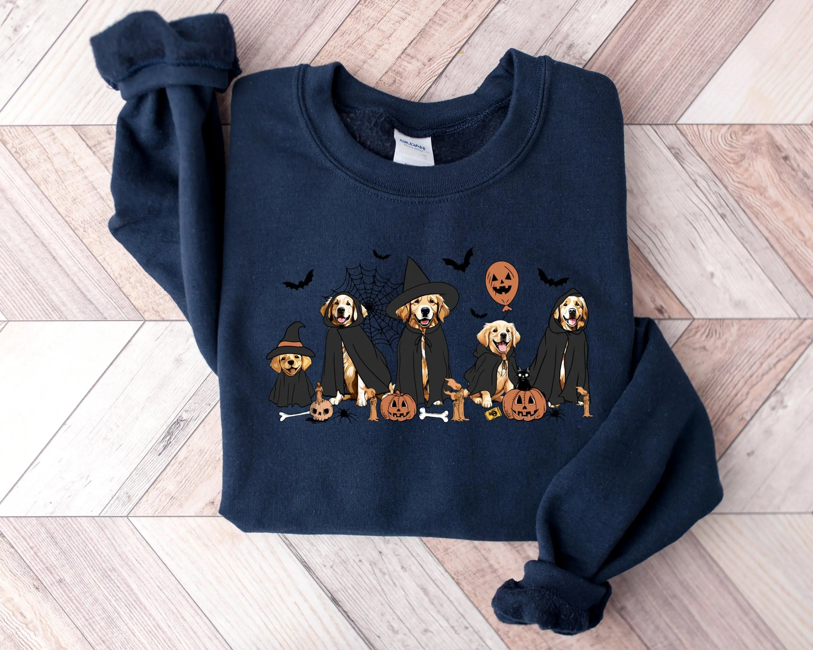 Ghost and Witch Golden Retriever Halloween Shirt, Cute Spooky Graphic Tee, Funny Dog Mom Lover Gift