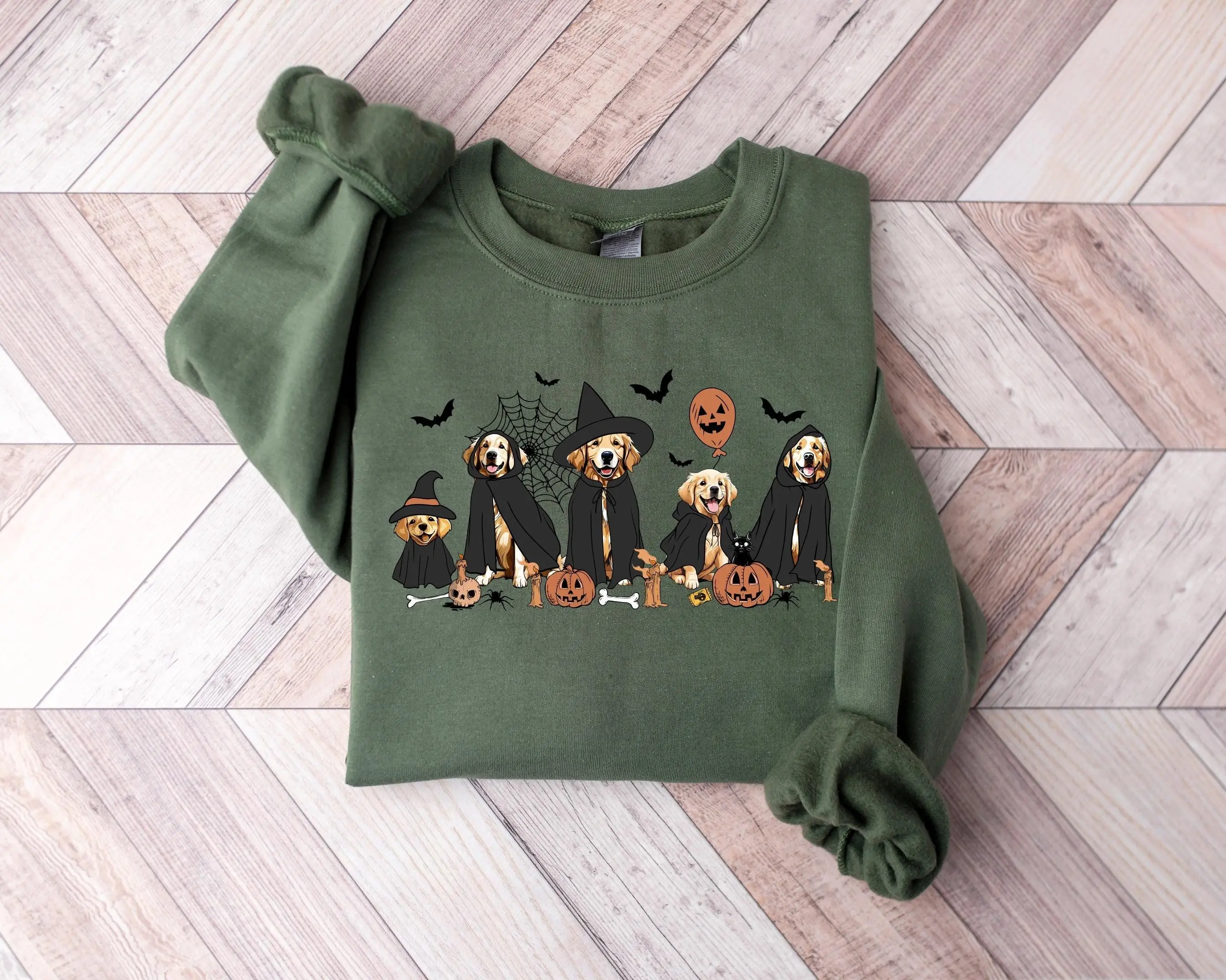 Ghost and Witch Golden Retriever Halloween Shirt, Cute Spooky Graphic Tee, Funny Dog Mom Lover Gift - photo 2