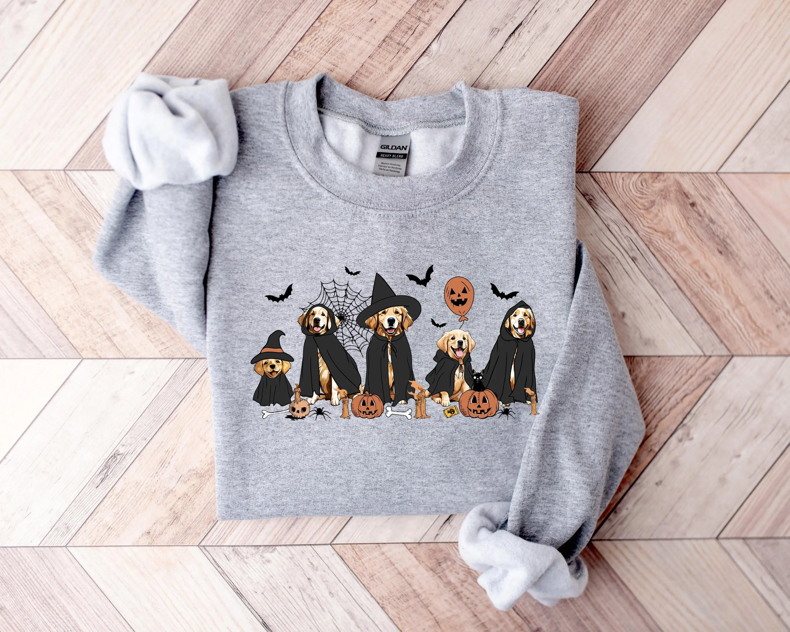 Ghost and Witch Golden Retriever Halloween Shirt, Cute Spooky Graphic Tee, Funny Dog Mom Lover Gift - photo 3