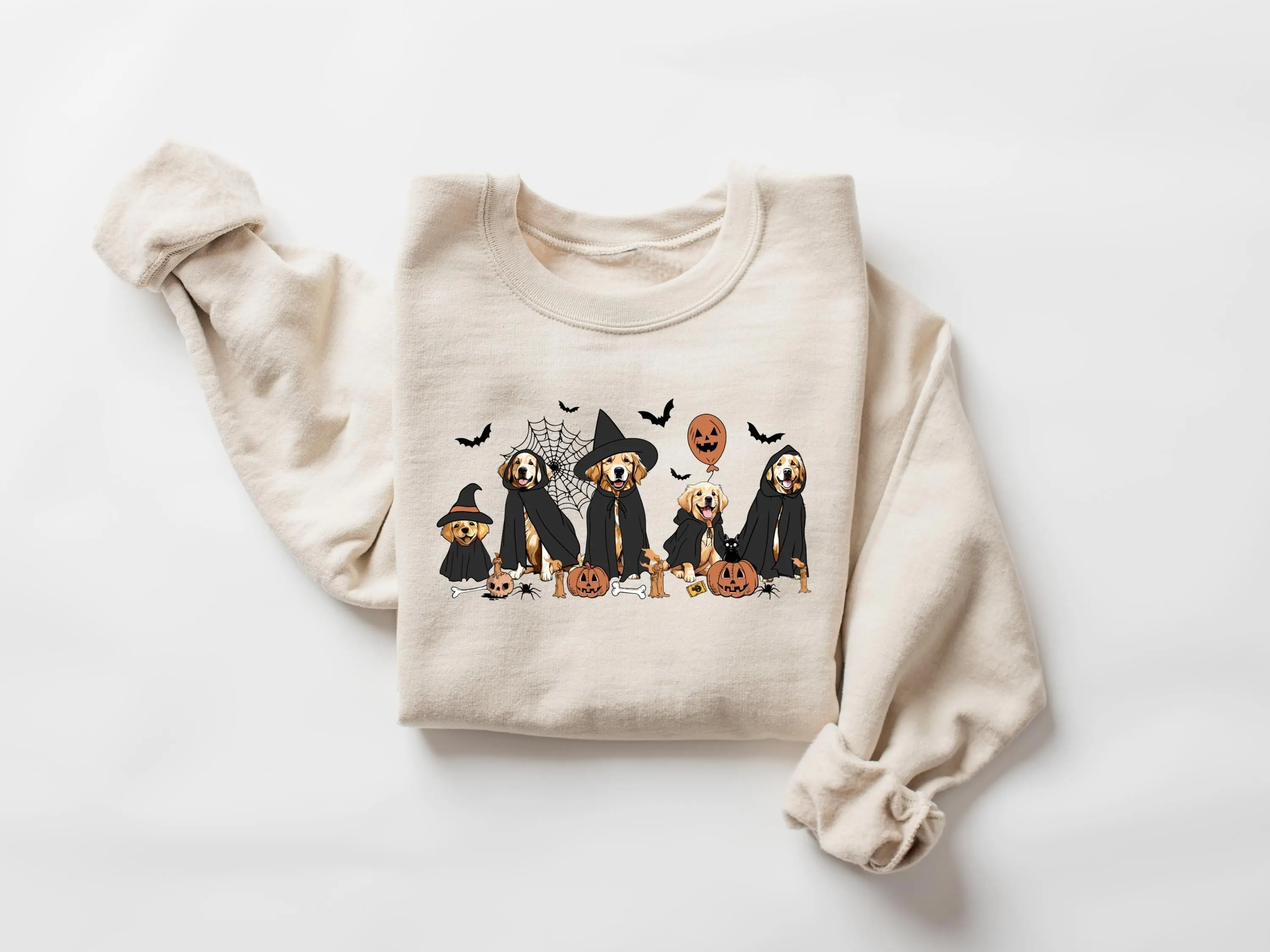 Ghost and Witch Golden Retriever Halloween Shirt, Cute Spooky Graphic Tee, Funny Dog Mom Lover Gift - photo 4