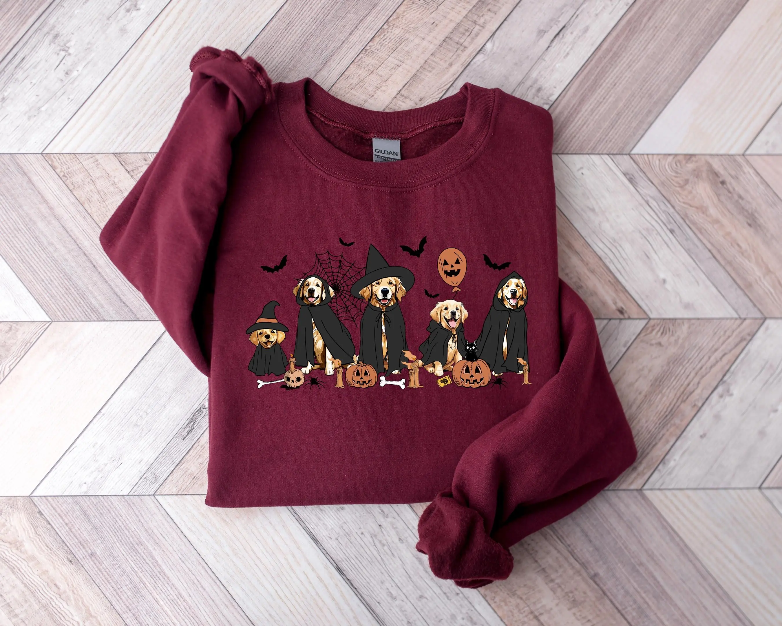Ghost and Witch Golden Retriever Halloween Shirt, Cute Spooky Graphic Tee, Funny Dog Mom Lover Gift - photo 5