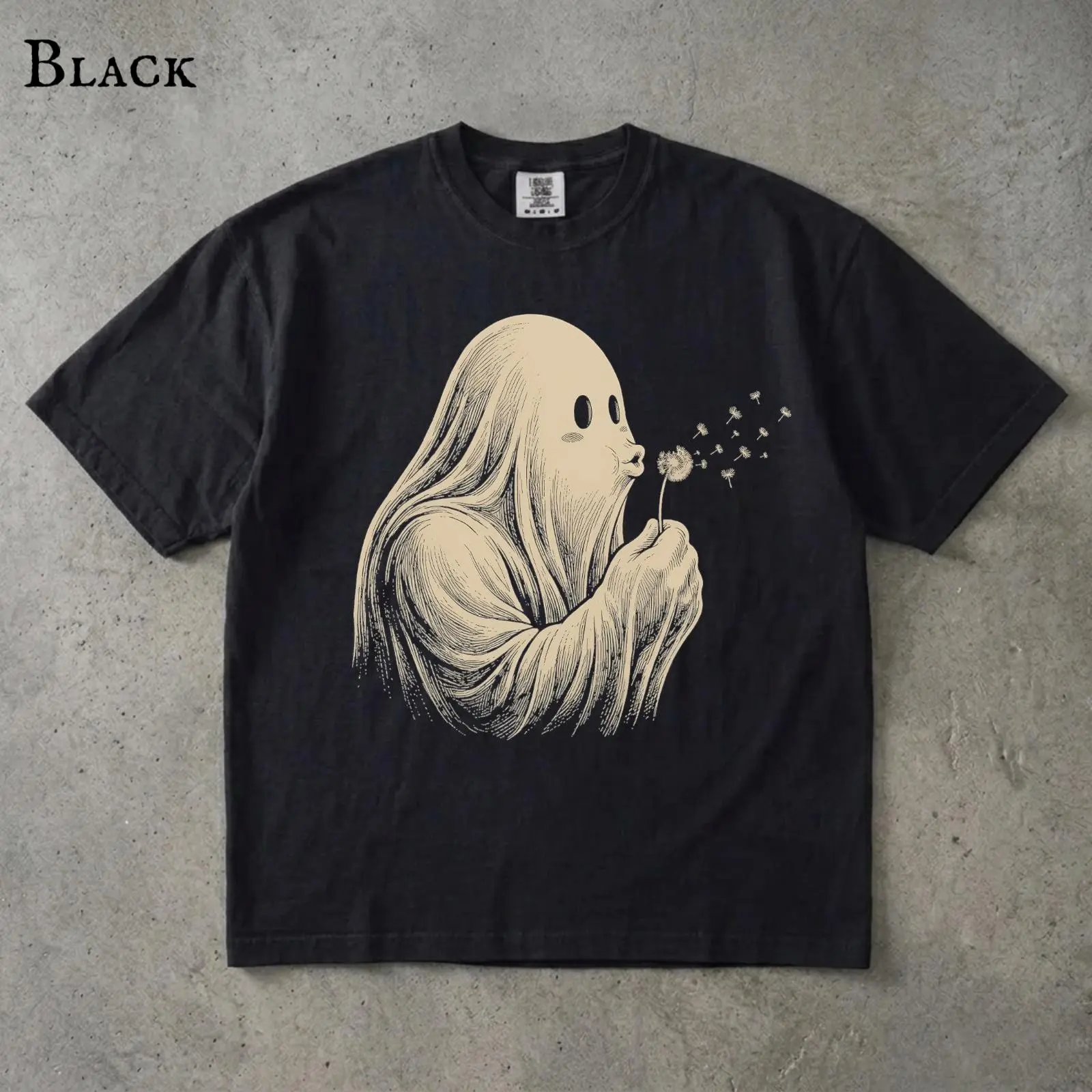 Comfort Colors Ghost Blowing Dandelion Shirt, Cute Retro Vintage Halloween Fall Gift Tee - photo 4