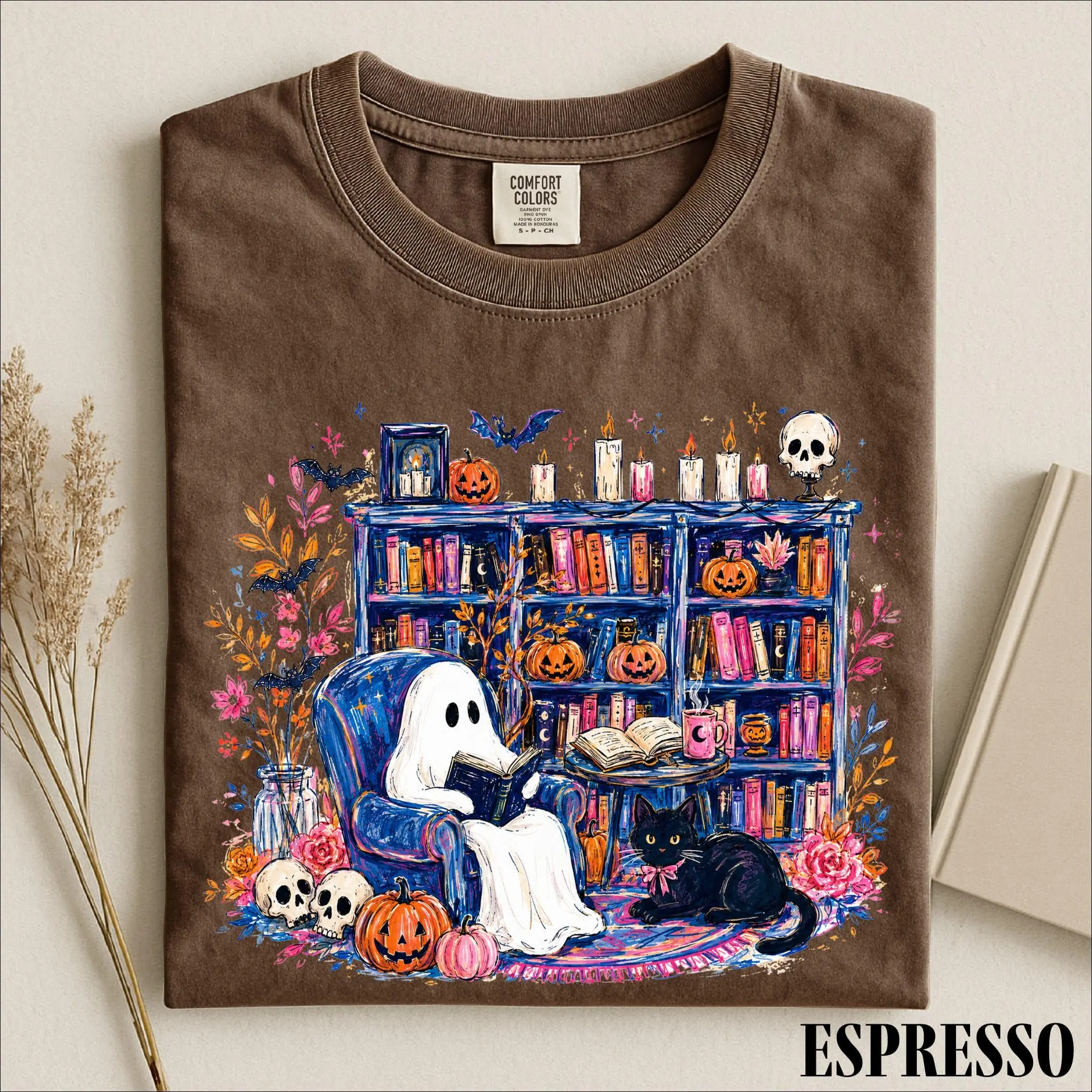 Comfort Colors Ghost Book Reader Sweatshirt, Bookish Lover Gift Spooky Season Halloween Crewneck - photo 4