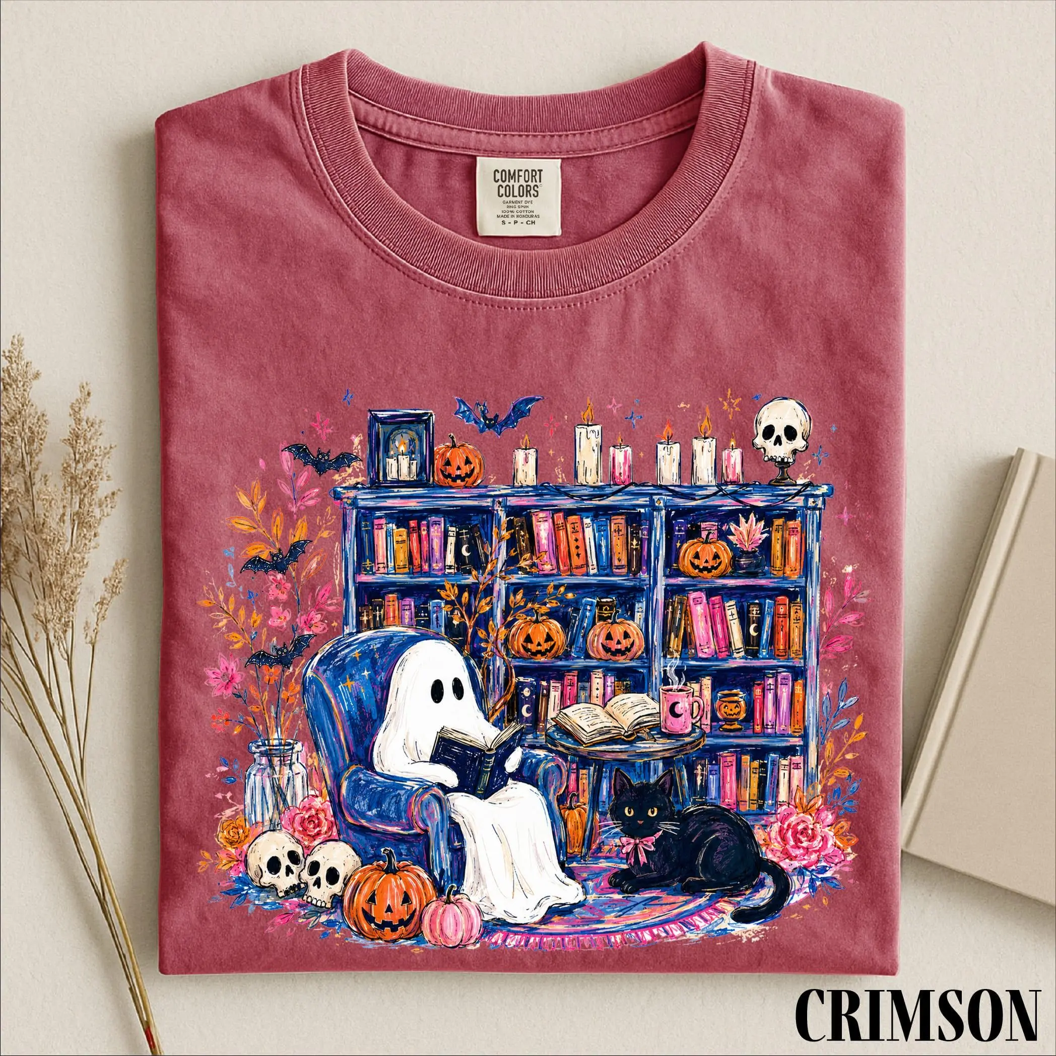 Comfort Colors Ghost Book Reader Sweatshirt, Bookish Lover Gift Spooky Season Halloween Crewneck - photo 5