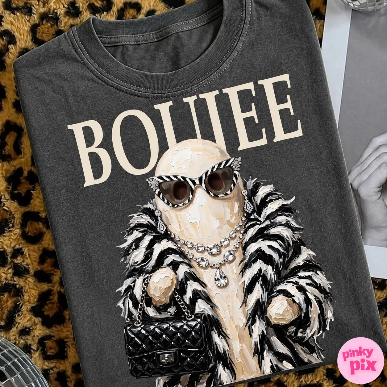 Ghost Boujee Luxury Halloween Comfort Colors Shirt, Girly Spooky Season Graphic Tee