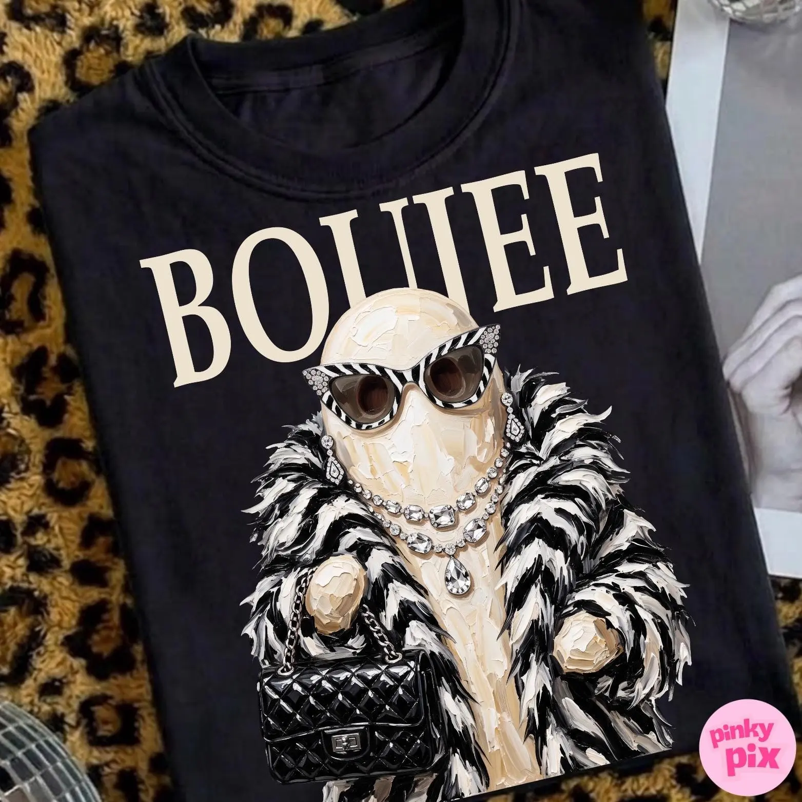 Ghost Boujee Luxury Halloween Comfort Colors Shirt, Girly Spooky Season Graphic Tee - photo 3