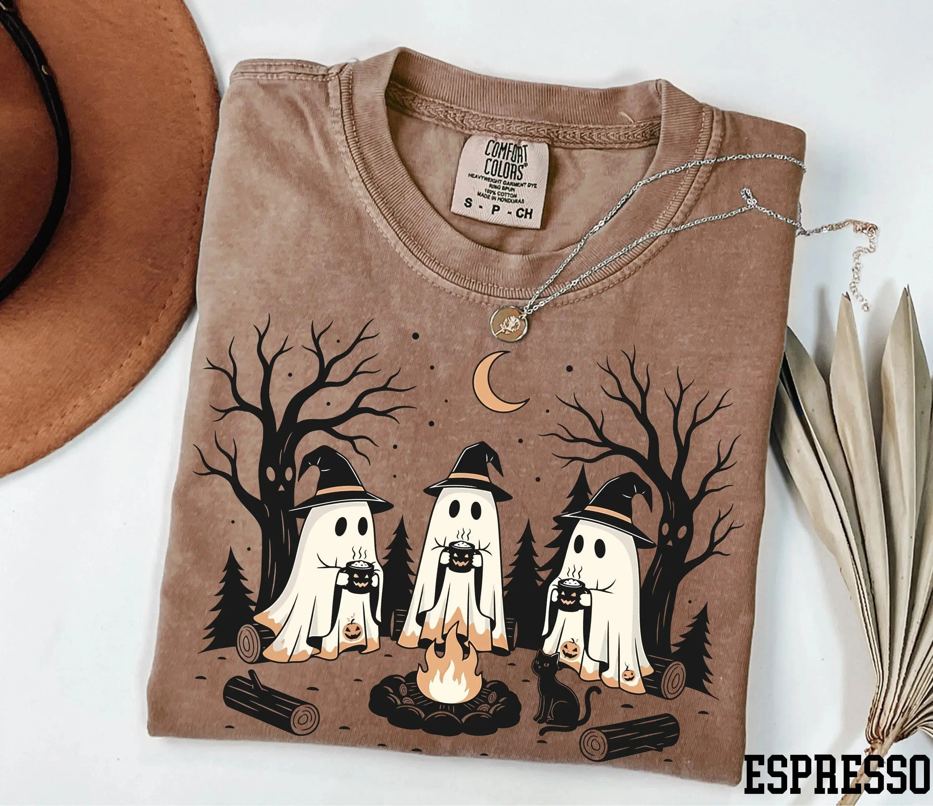 Comfort Colors Ghost Camp Life Shirt, Funny Halloween Spooky Camping Fall Tee for Women - photo 3