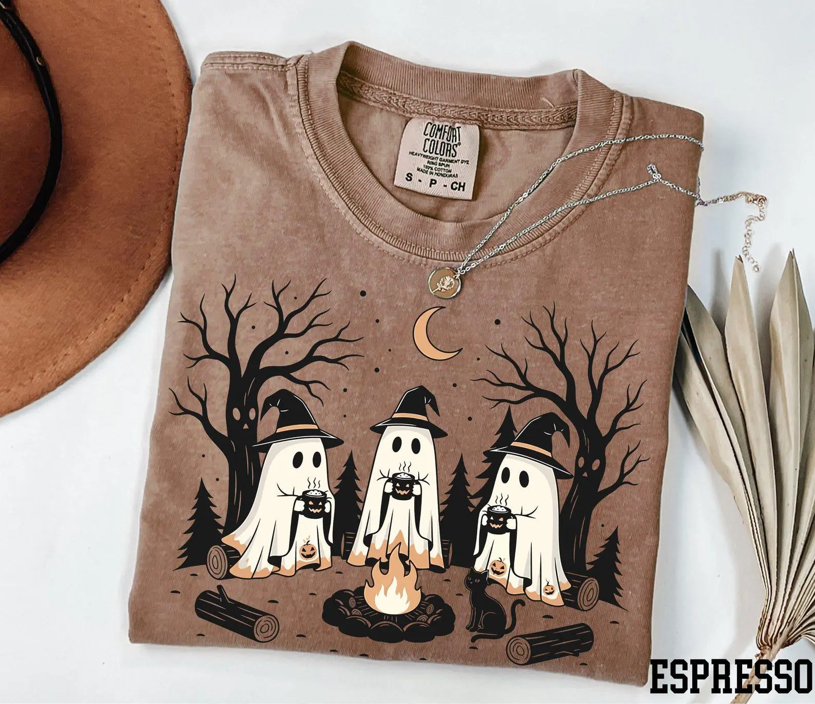 Comfort Colors Ghost Camp Sweatshirt, Funny Halloween Camping Top, Spooky Outdoor Life Lover Gift - photo 5