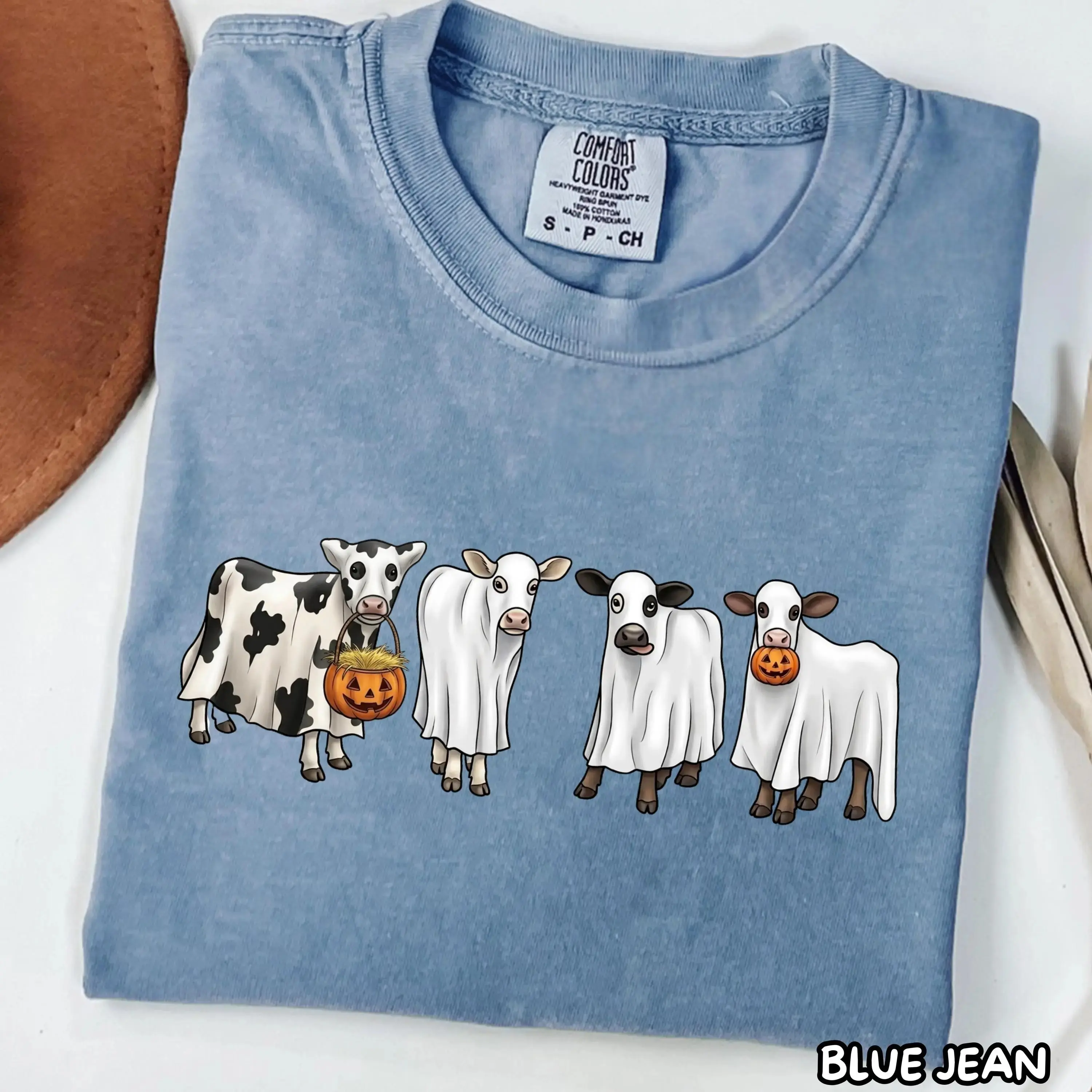 Ghost Cow Halloween Shirt, Funny Spooky Fall Season Graphic Tee for Women, Cute Gift Top - photo 3