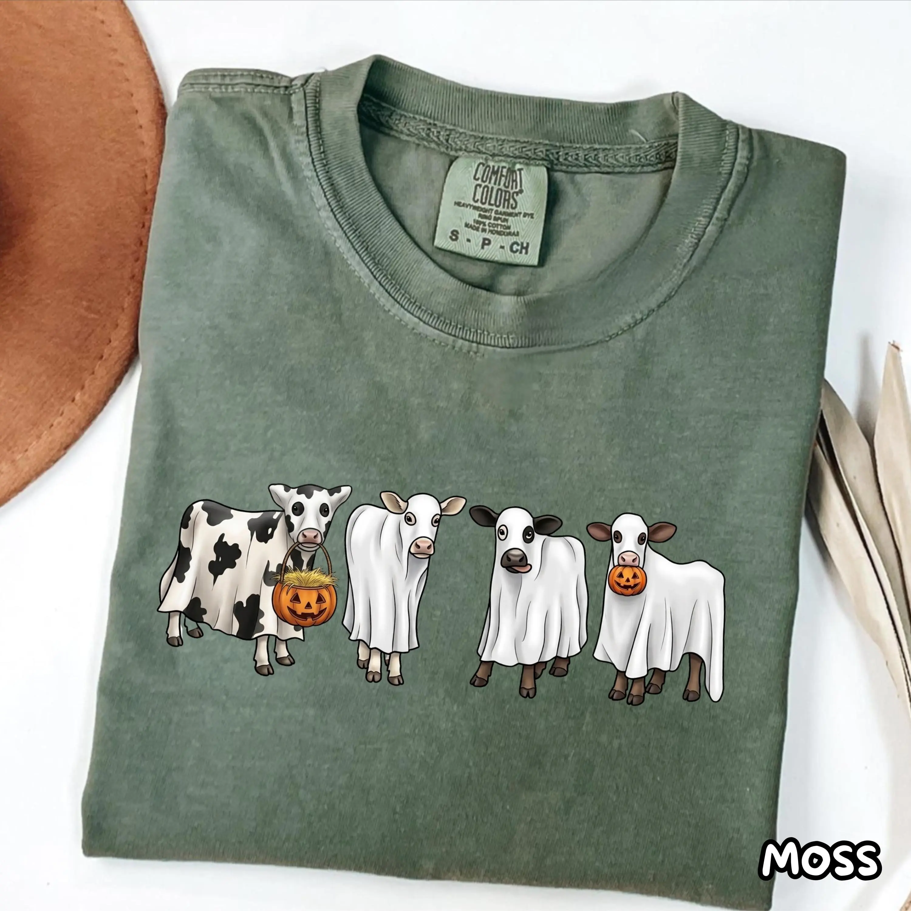 Ghost Cow Halloween Shirt, Funny Spooky Cute Graphic Tee, Gift for Women