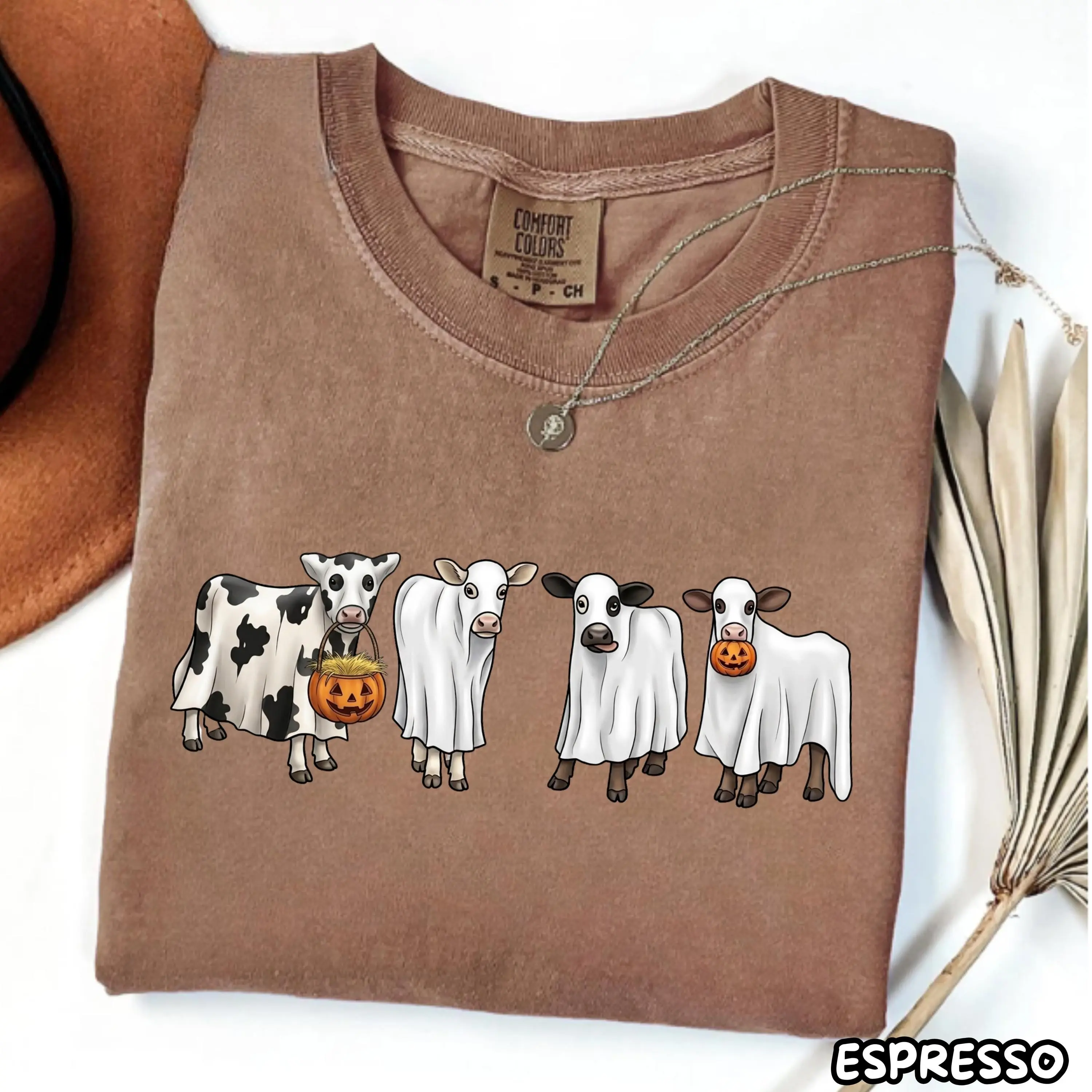 Ghost Cow Halloween Shirt, Funny Spooky Cute Graphic Tee, Gift for Women - photo 2