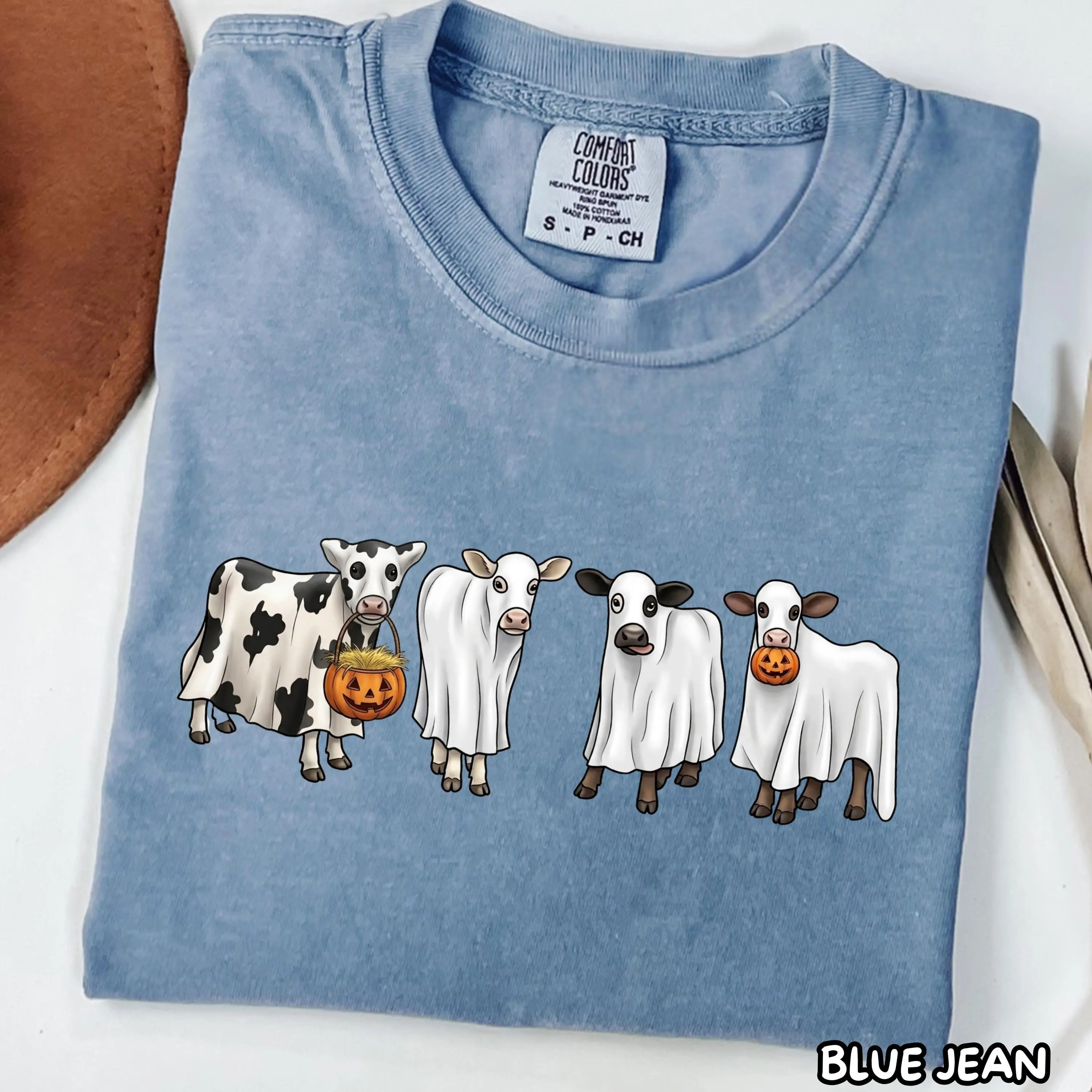 Ghost Cow Halloween Shirt, Funny Spooky Cute Graphic Tee, Gift for Women - photo 3