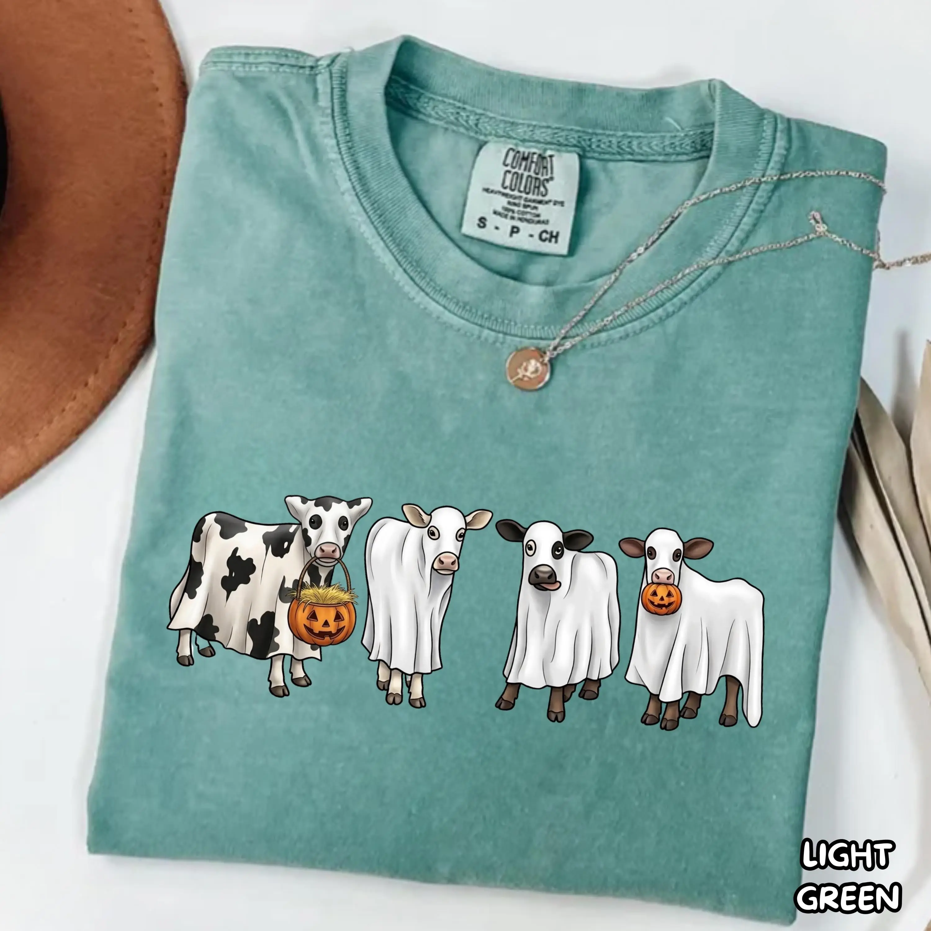 Ghost Cow Halloween Shirt, Funny Spooky Cute Graphic Tee, Gift for Women - photo 4