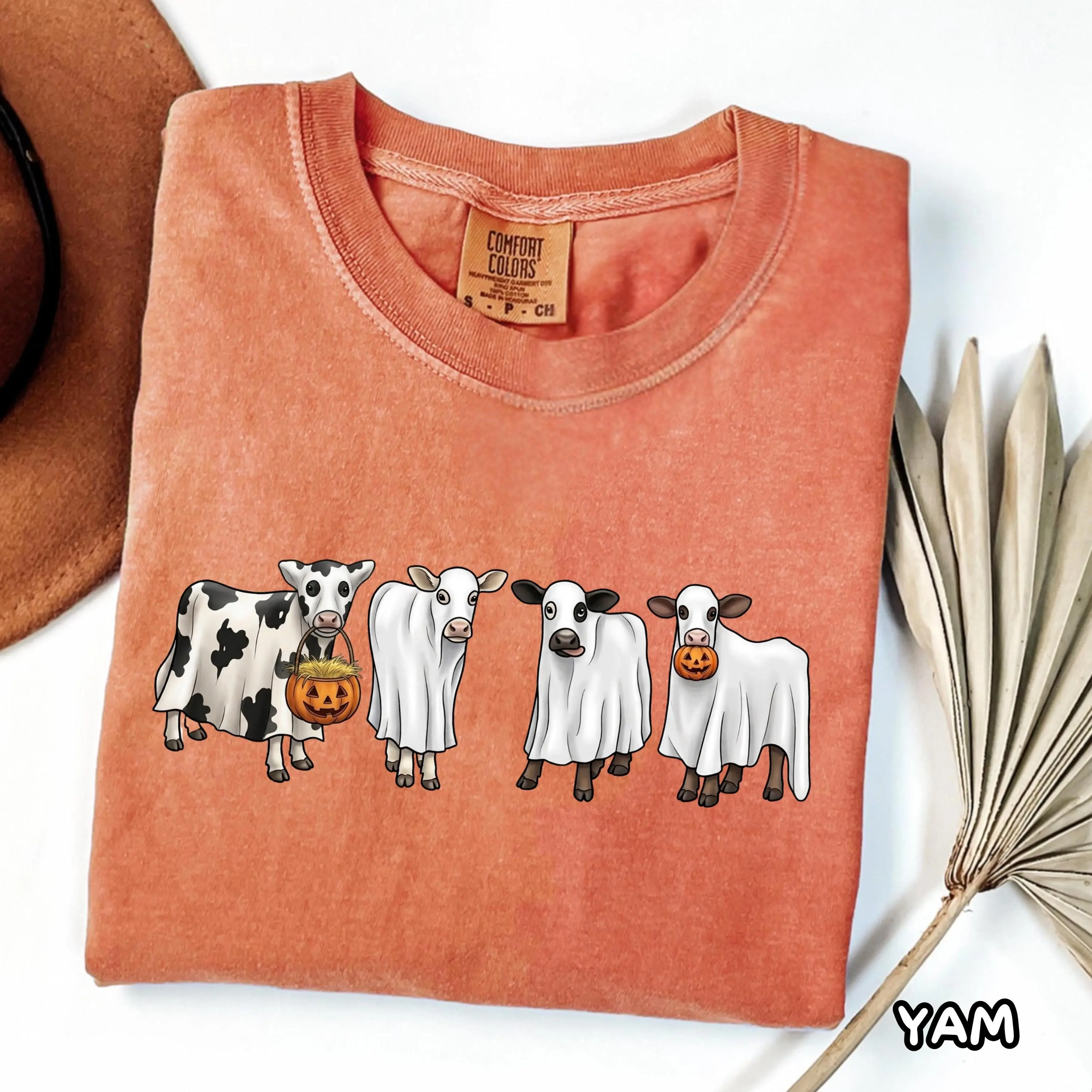 Ghost Cow Halloween Shirt, Funny Spooky Cute Graphic Tee, Gift for Women - photo 5