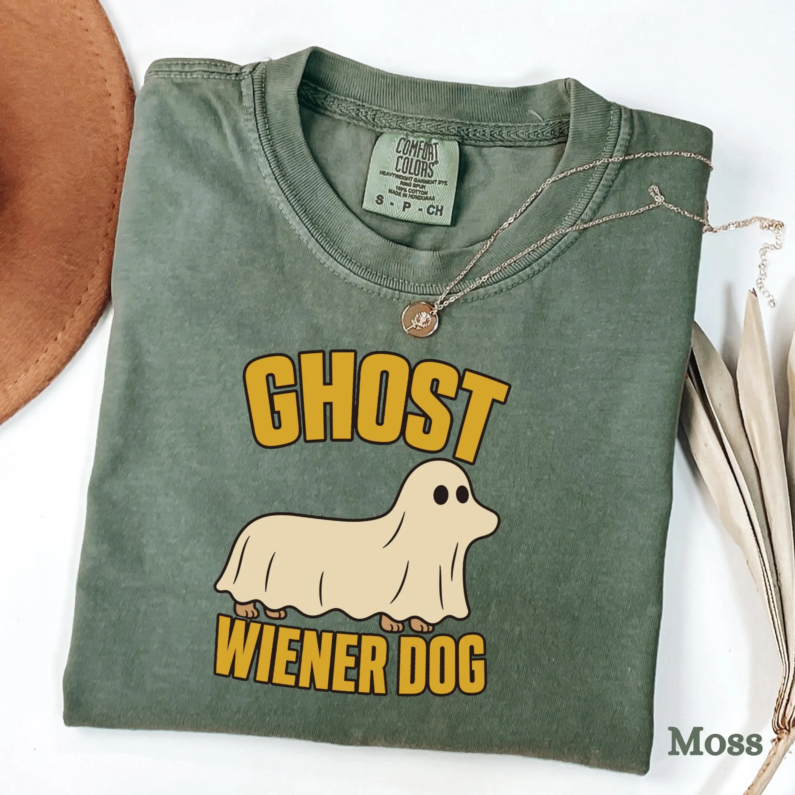 Comfort Colors Ghost Dachshund Halloween Shirt, Funny Wiener Dog Costume Spooky Pet Lover Tee - photo 3