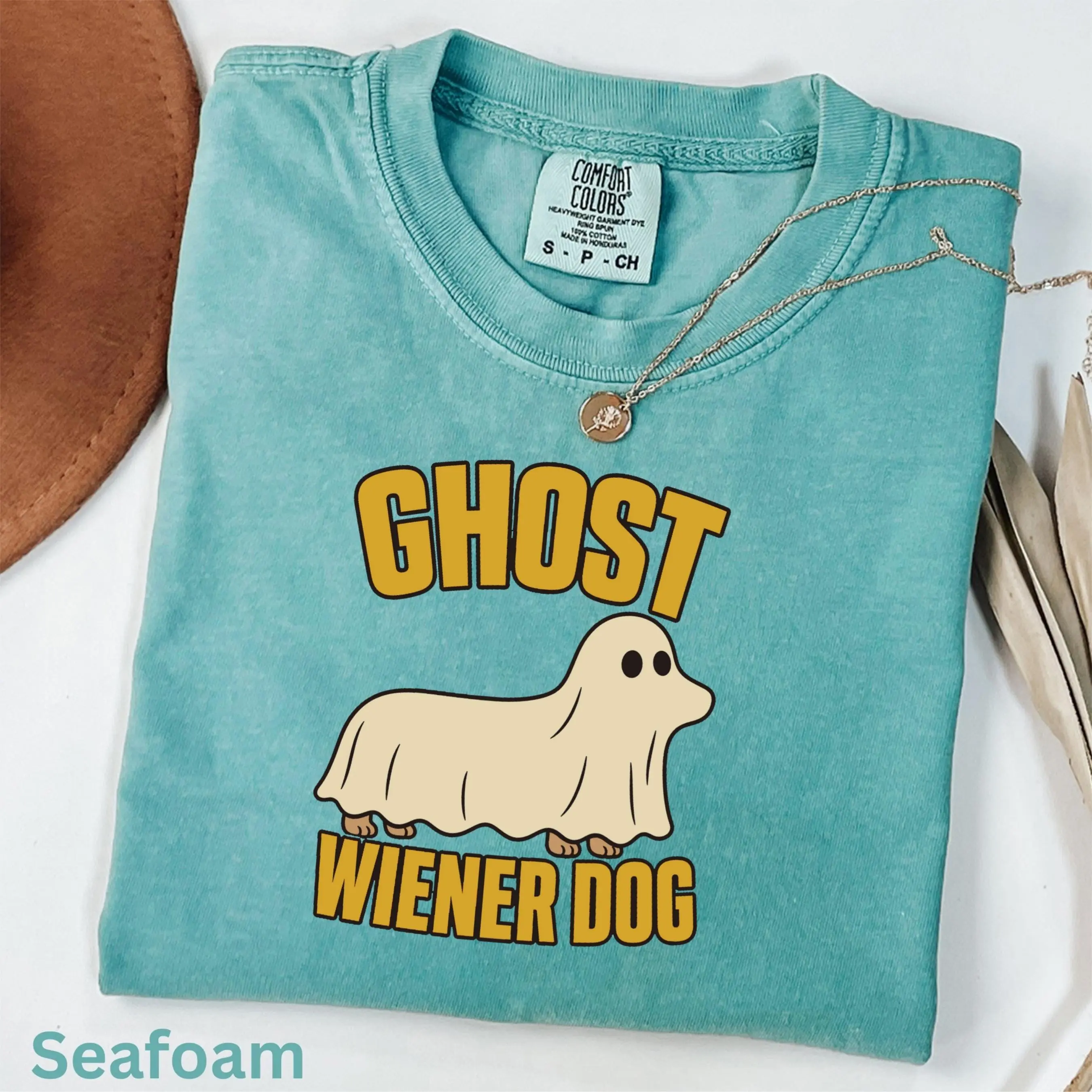 Comfort Colors Ghost Dachshund Halloween Shirt, Funny Wiener Dog Costume Spooky Pet Lover Tee - photo 4