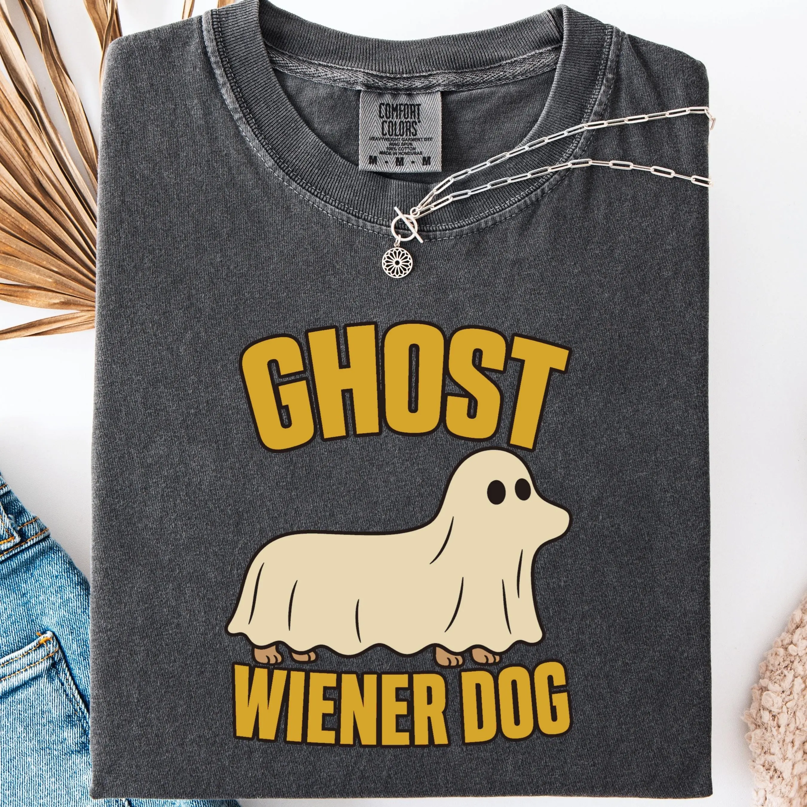 Comfort Colors Ghost Dachshund Halloween Shirt, Funny Wiener Dog Costume Spooky Pet Lover Tee - photo 5