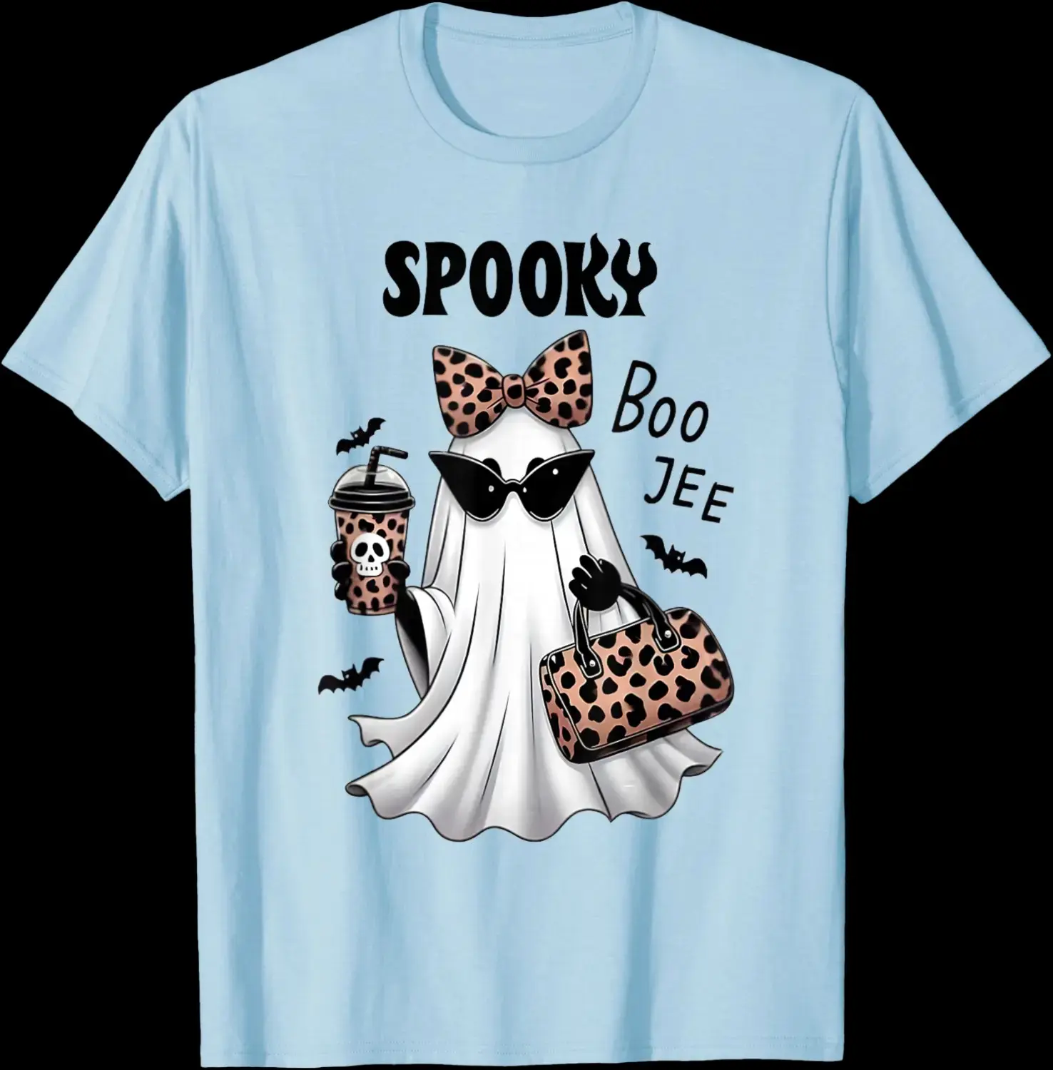 Ghost Reading Books Funny Halloween T-Shirt for Women, Teacher Librarian Library Lover Tee, Cute Spooky Bookworm Fall Top
