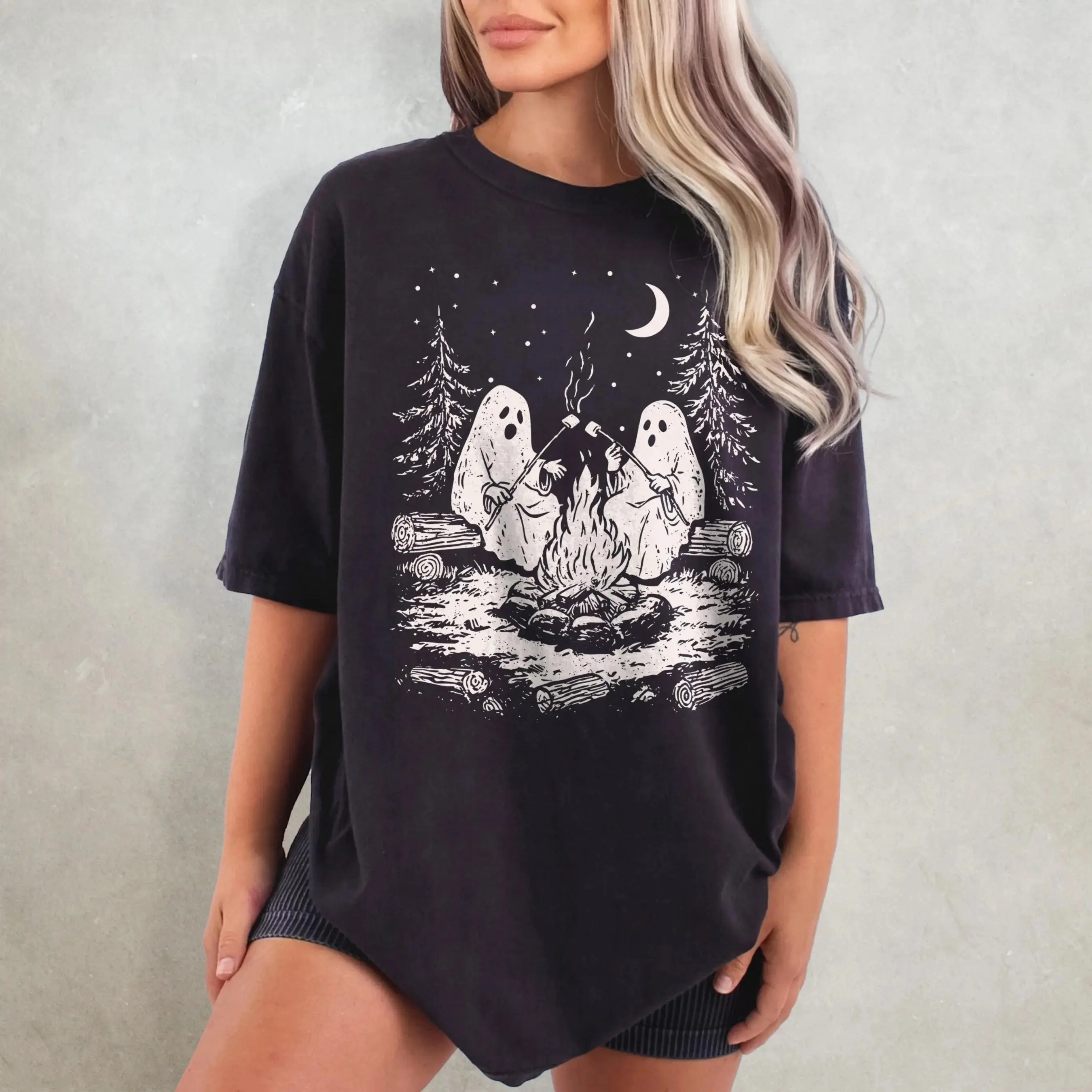Comfort Colors Ghost Stories Shirt, Retro Funny Camping Spooky Season Trick or Treat Halloween Fall Tee