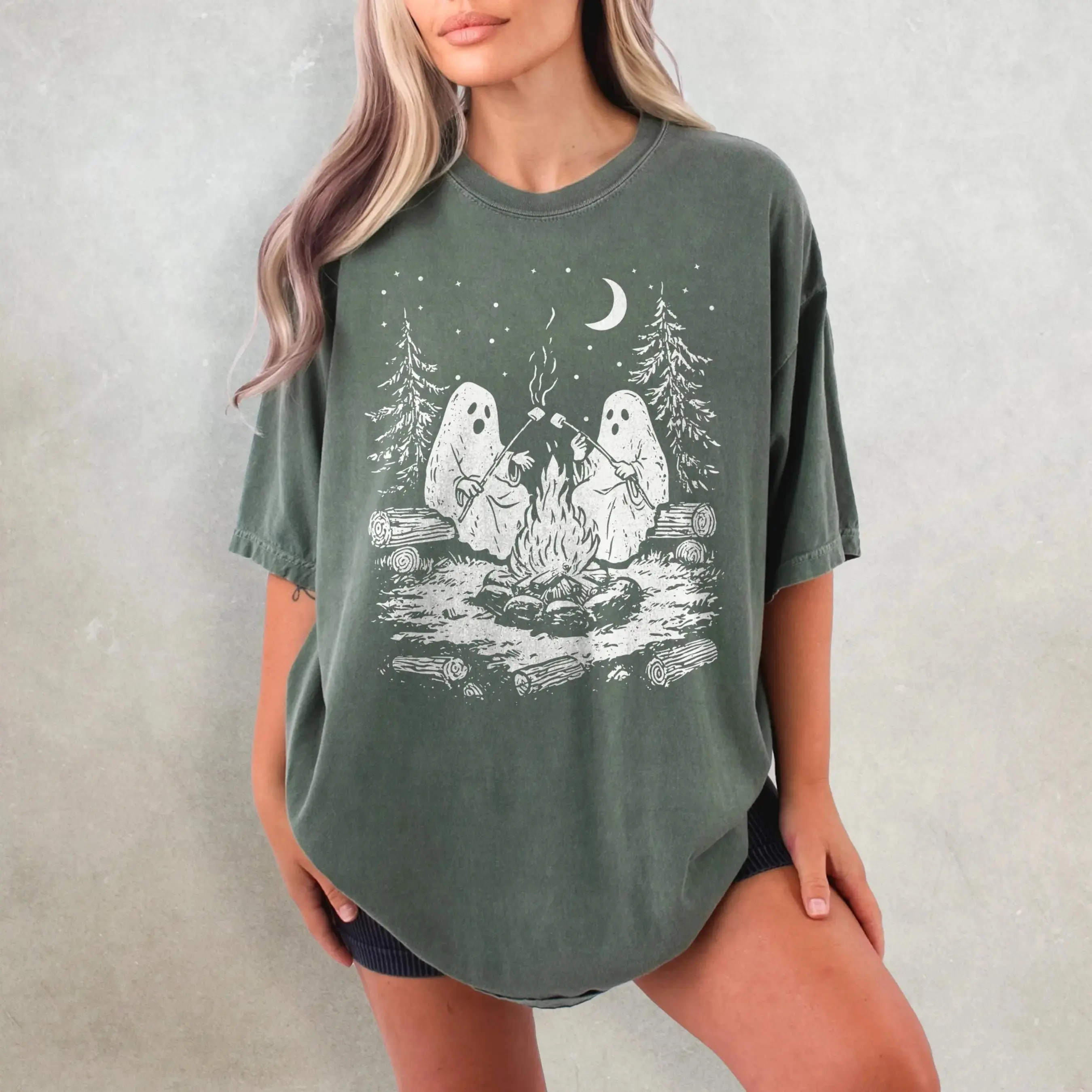 Comfort Colors Ghost Stories Shirt, Retro Funny Camping Spooky Season Trick or Treat Halloween Fall Tee - photo 4