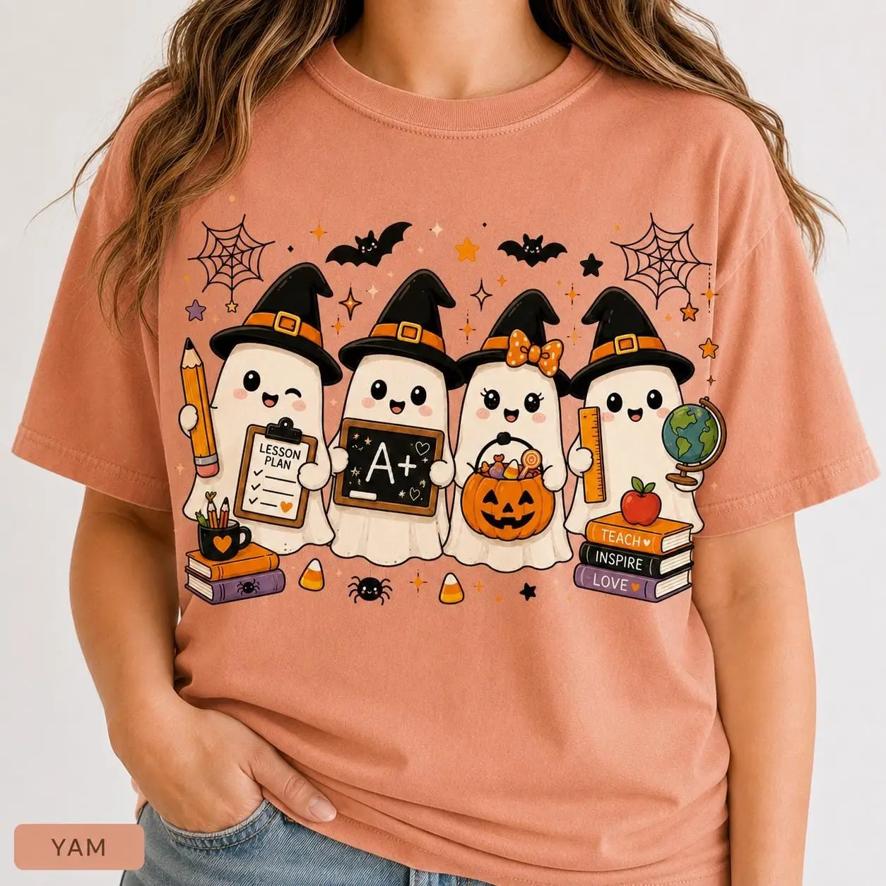Ghost Teacher Halloween Shirt, Spooky Classroom Comfort Colors Tee, Funny Cute Graphic Top for Women Fall - photo 5
