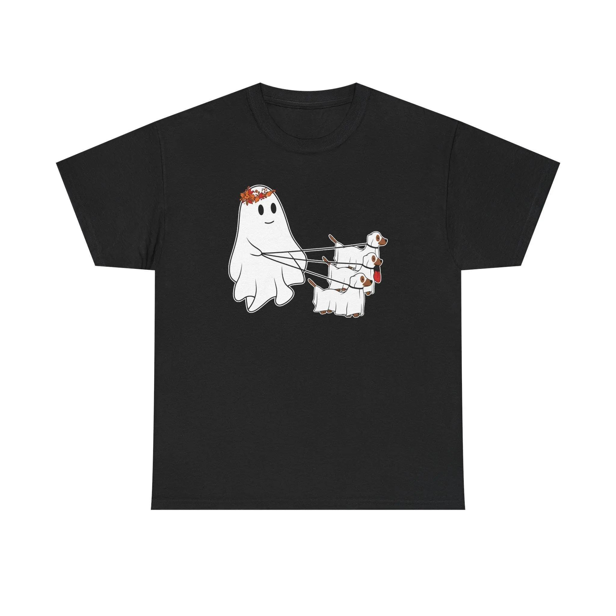 Ghost Walking Three Dogs Shirt for Women, Cute Funny Halloween Dog Walker Tee, Spooky Autumn Fall Graphic Lover Gift