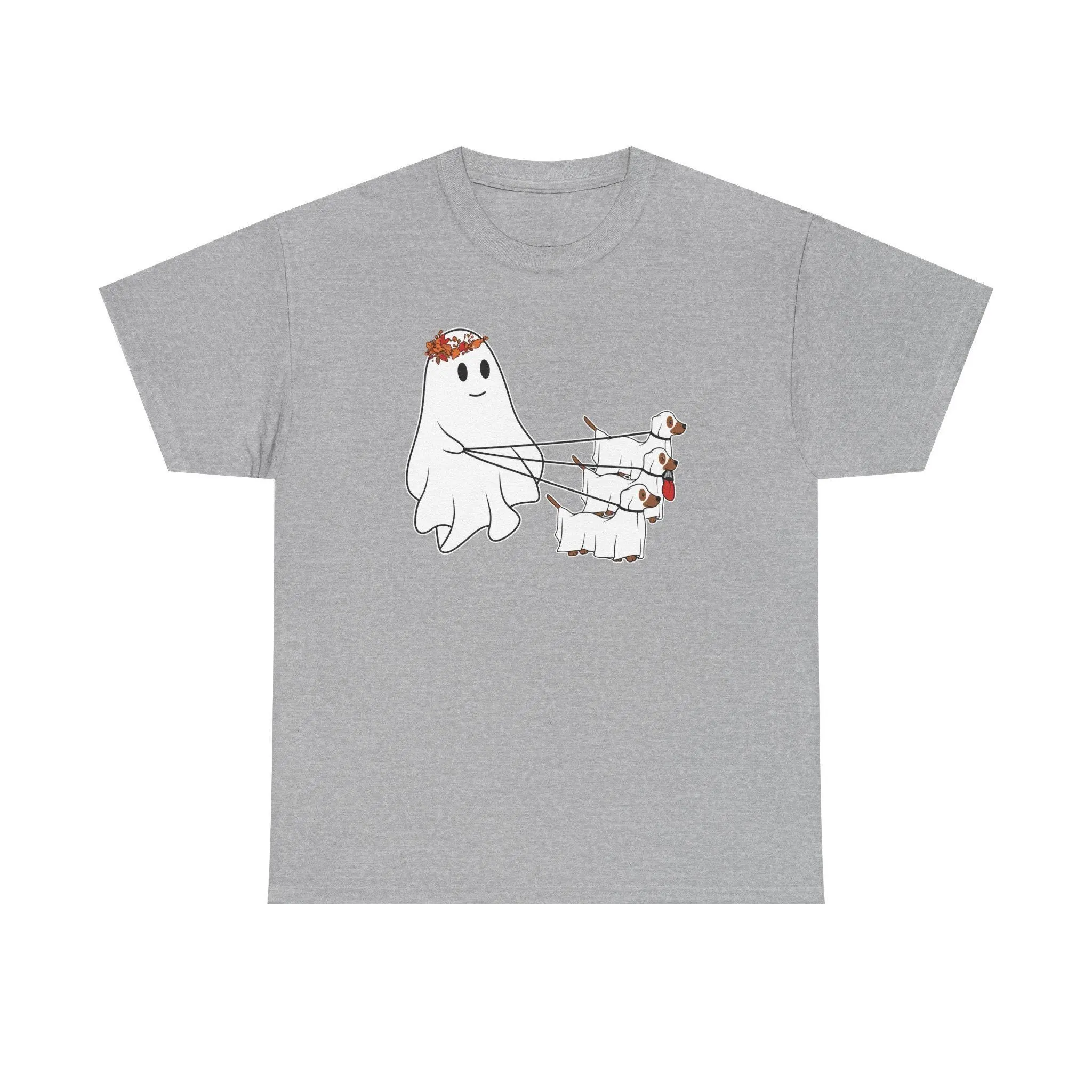 Ghost Walking Three Dogs Shirt for Women, Cute Funny Halloween Dog Walker Tee, Spooky Autumn Fall Graphic Lover Gift - photo 4