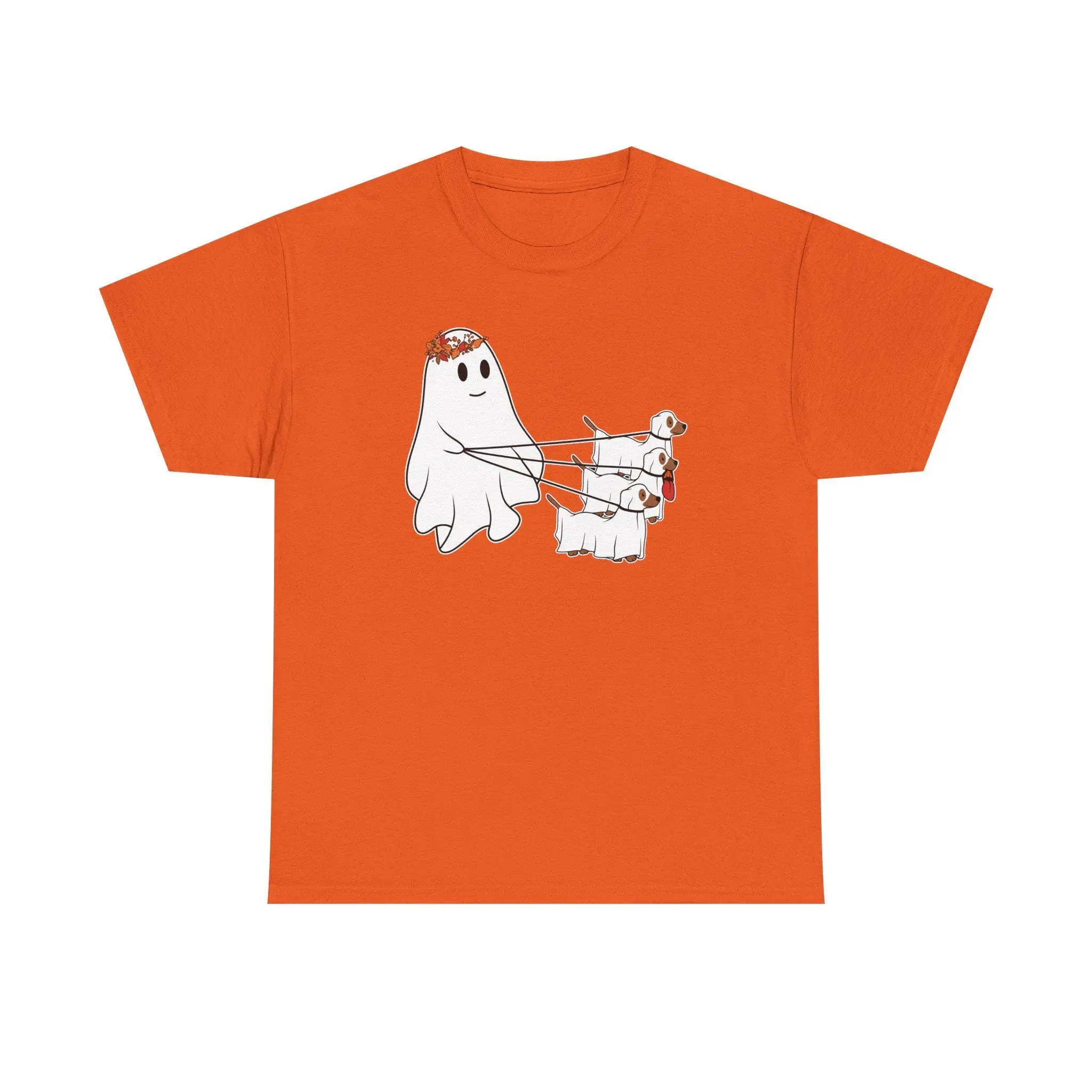 Ghost Walking Three Dogs Shirt for Women, Cute Funny Halloween Dog Walker Tee, Spooky Autumn Fall Graphic Lover Gift - photo 5