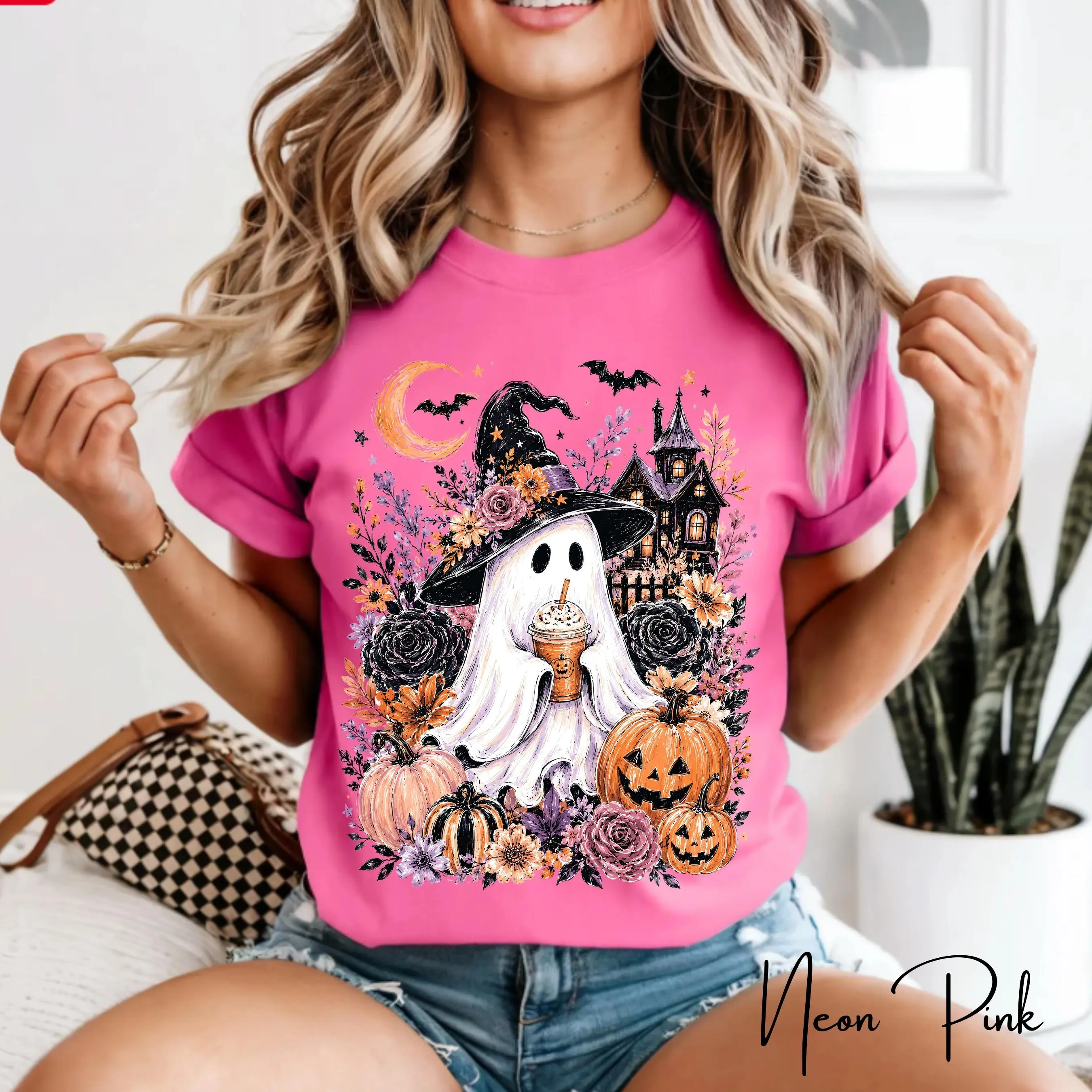 Comfort Colors 1717 Ghost Witch Shirt, Pumpkin Spice Cottagecore Halloween Tee, Cute Spooky Season Fall Top for Women - photo 2