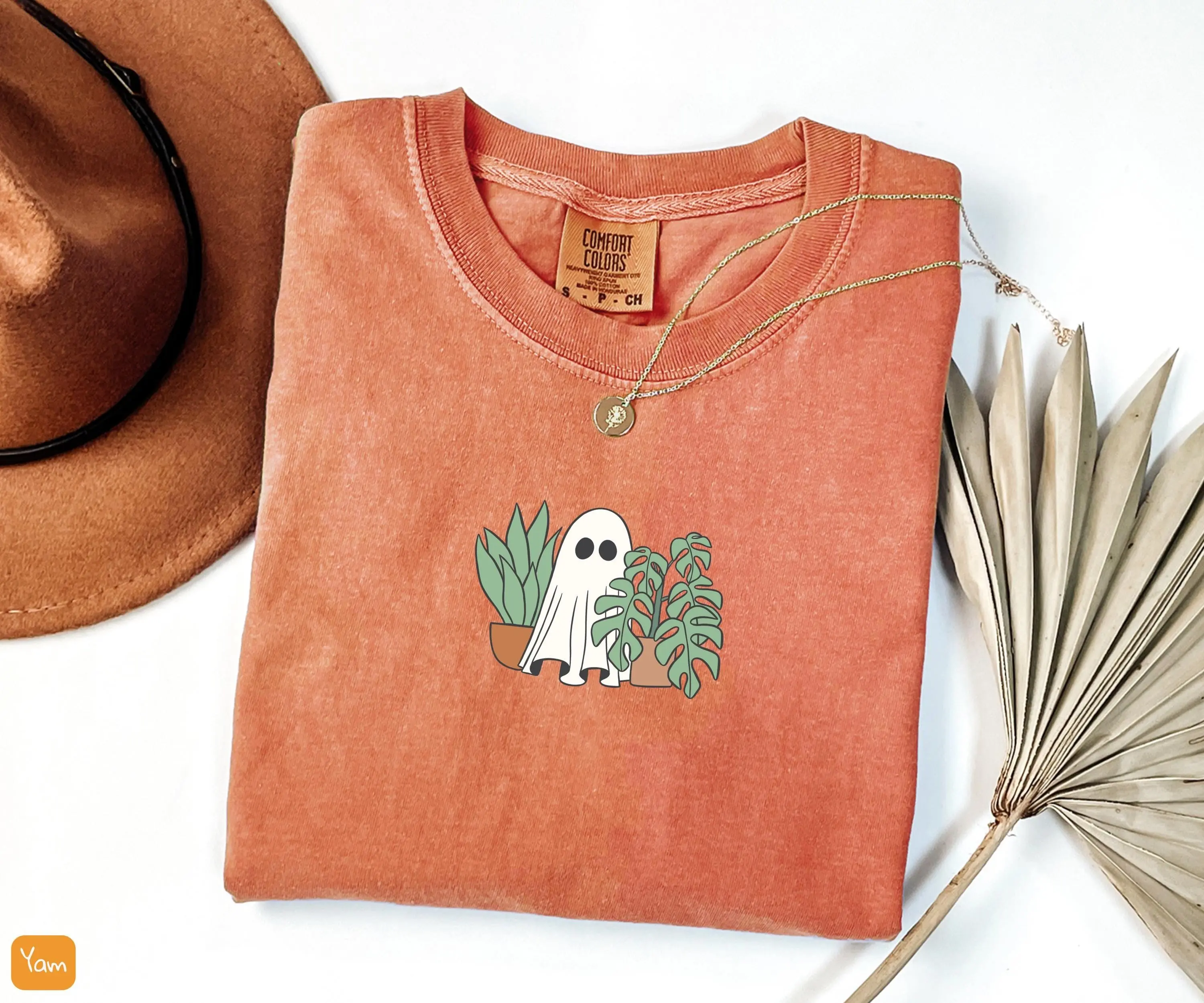 Ghost with Houseplants Shirt, Comfort Colors Halloween Tee, Plant Lover Fall Top