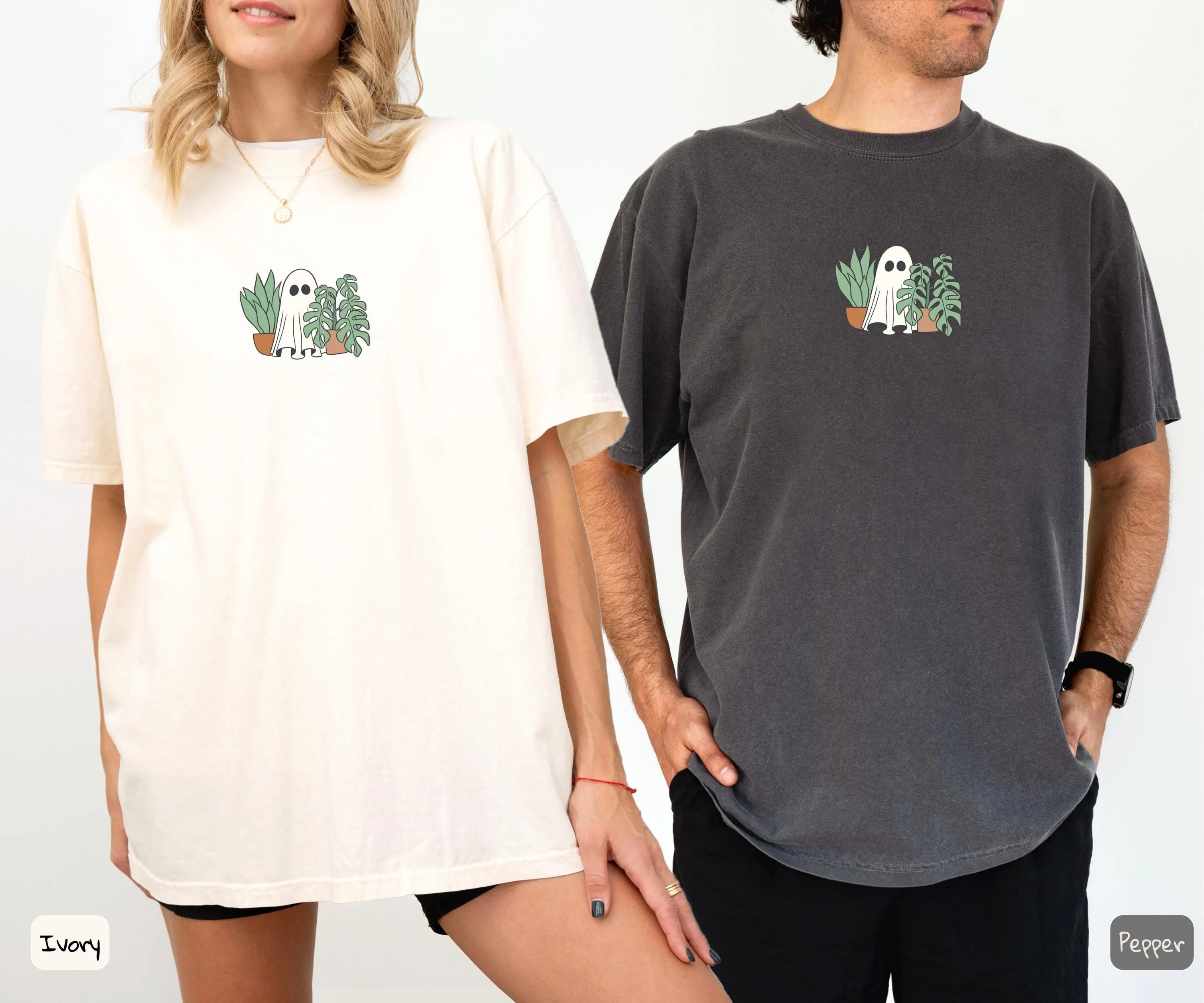 Ghost with Houseplants Shirt, Comfort Colors Halloween Tee, Plant Lover Fall Top - photo 2
