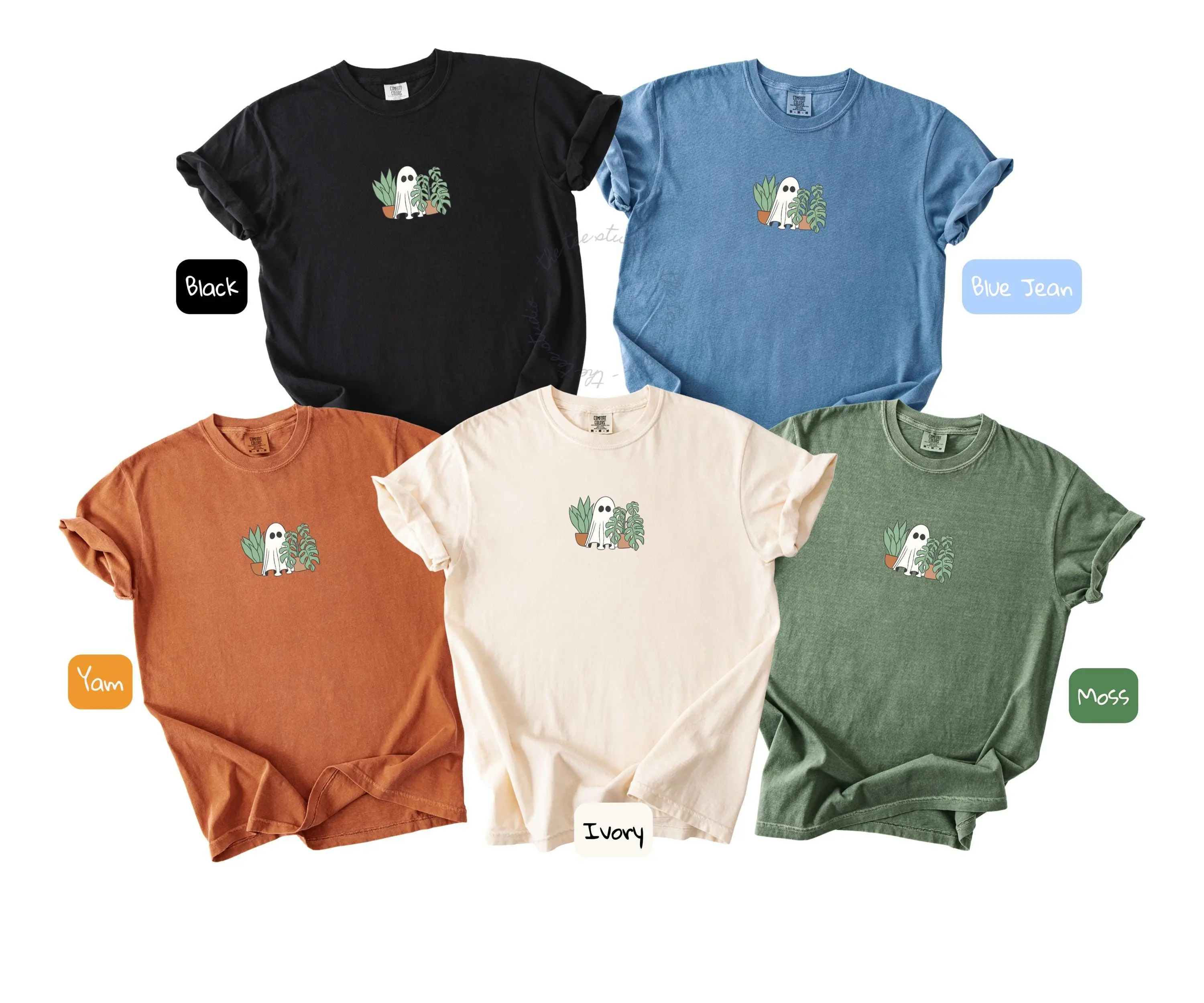 Ghost with Houseplants Shirt, Comfort Colors Halloween Tee, Plant Lover Fall Top - photo 3
