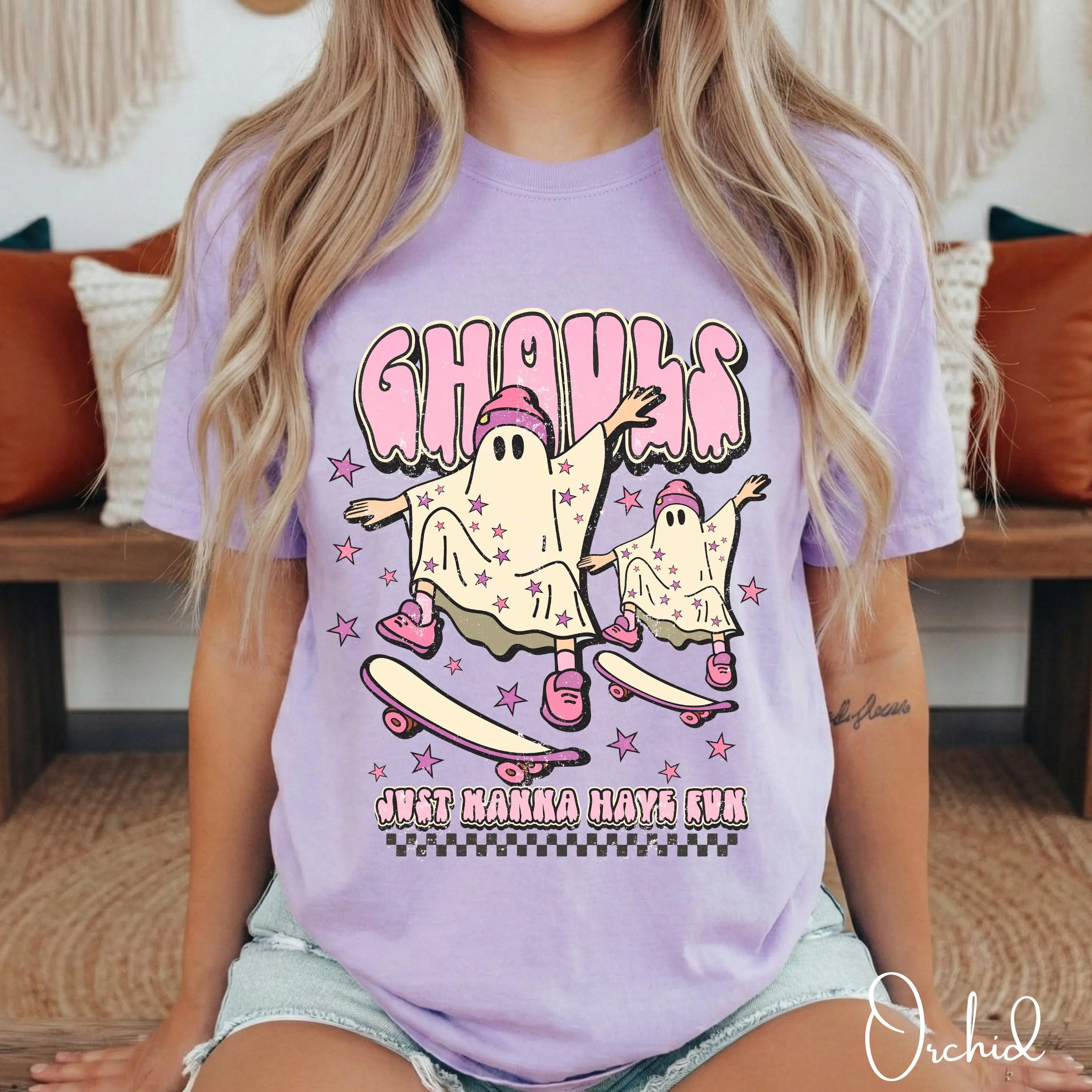 Comfort Colors Ghouls Just Wanna Have Fun Shirt, Ghost Skateboard Matching Family Halloween Tee - photo 5